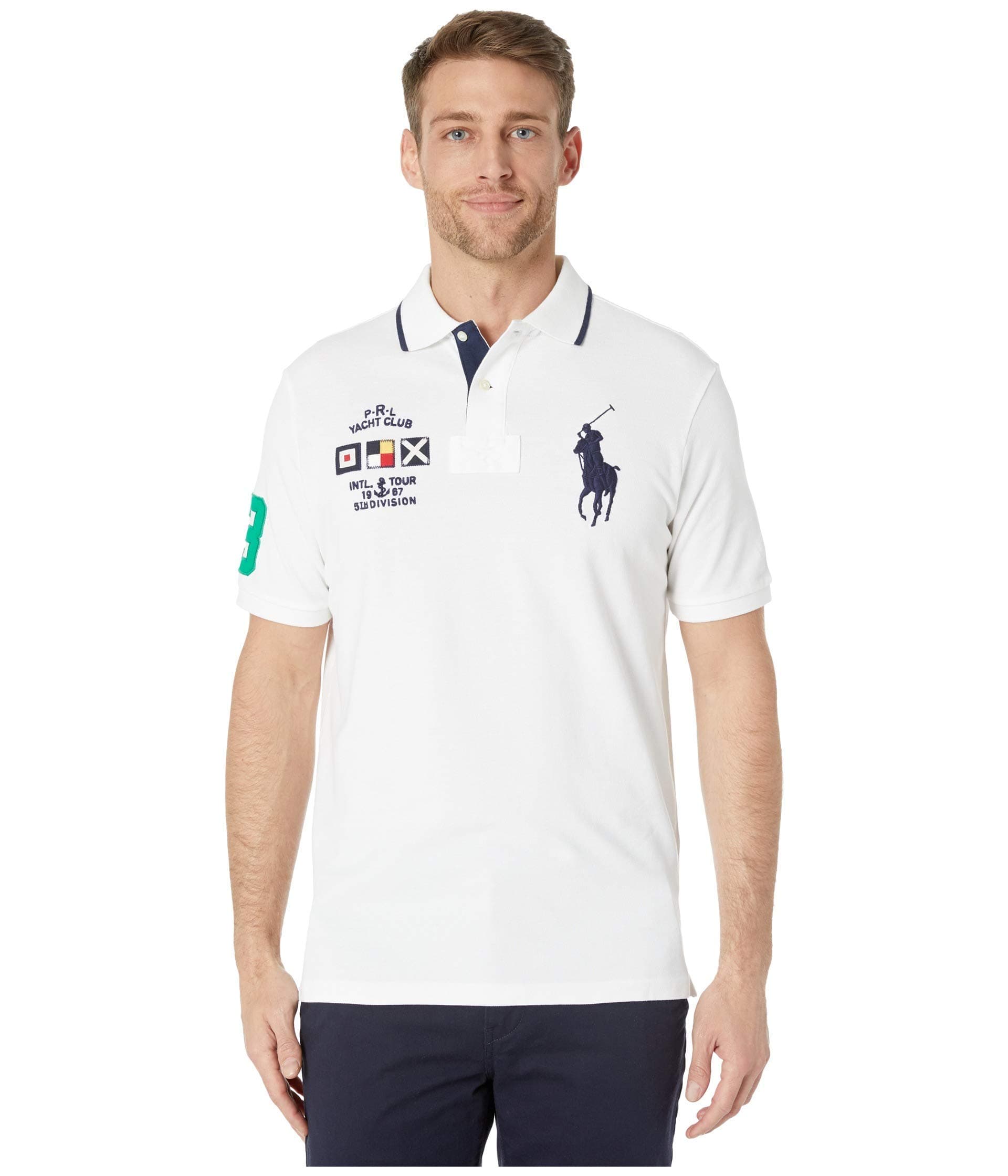 POLO RALPH LAUREN Mens Classic Fit Yacht Club Polo Shirt (XXL, White)
