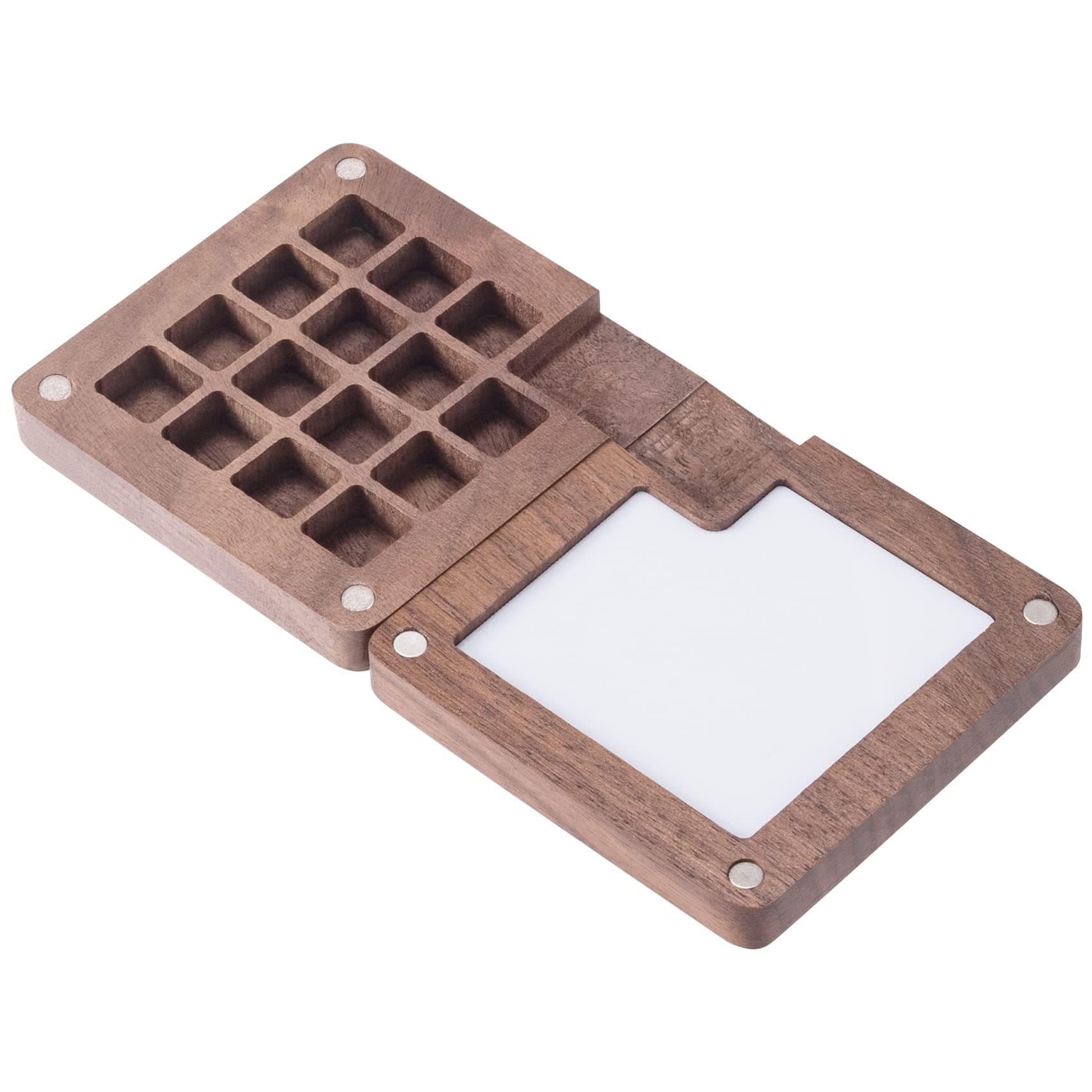 Portable Watercolor Palette 15 Grids Wooden Mini Paint Palette with Lid and Mixing Tray Travel Sketchbook Palette Box for Watercolor Acrylic Painting Paint Saver