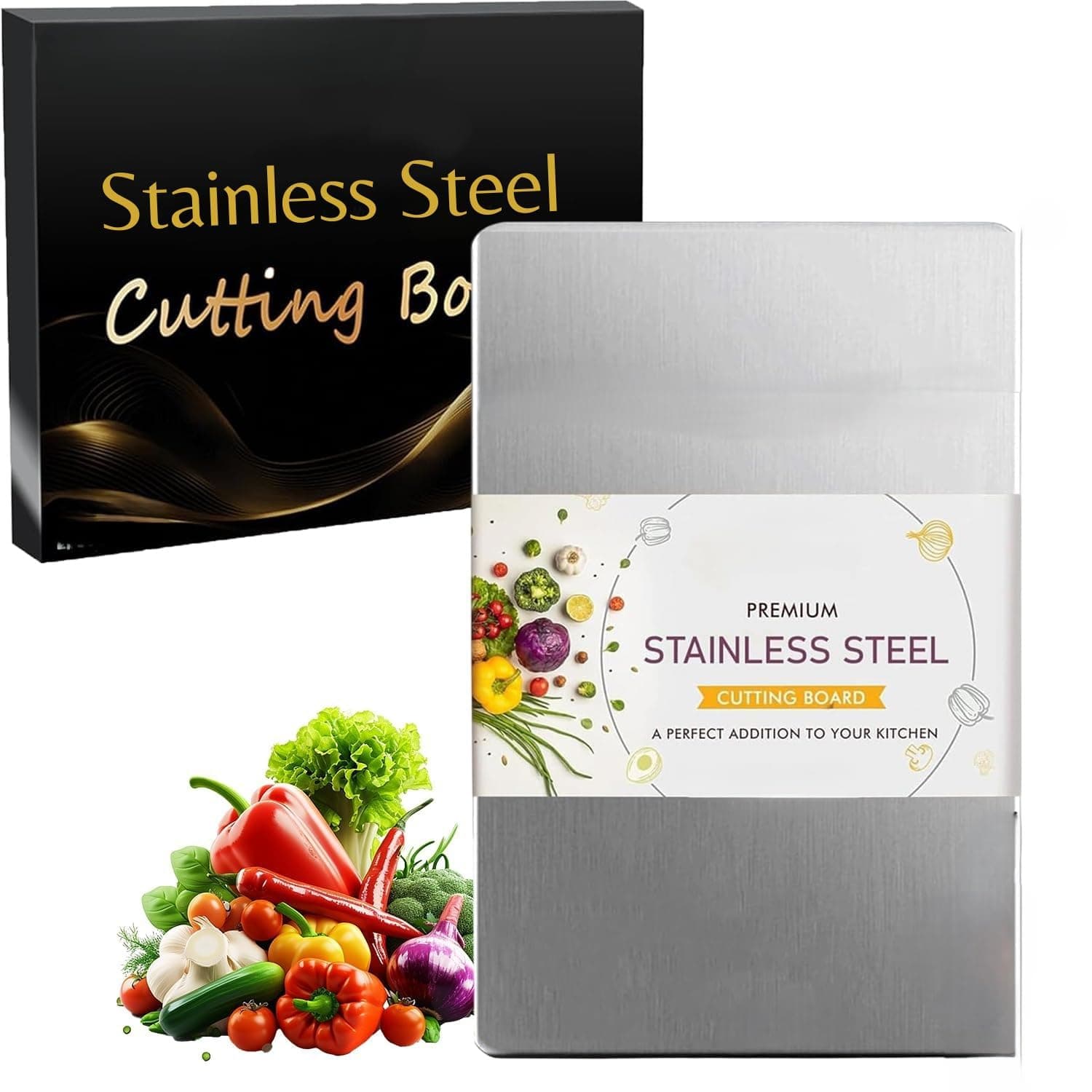 Stainless Steel Chopping Board - Hygienic Non-Reactive Surface | Scratch and Dent Resistant | Cutting Board for Vegetables, Meat & Pastry, HomeProtect 36 inch (Chooping Board, Pack of 1)