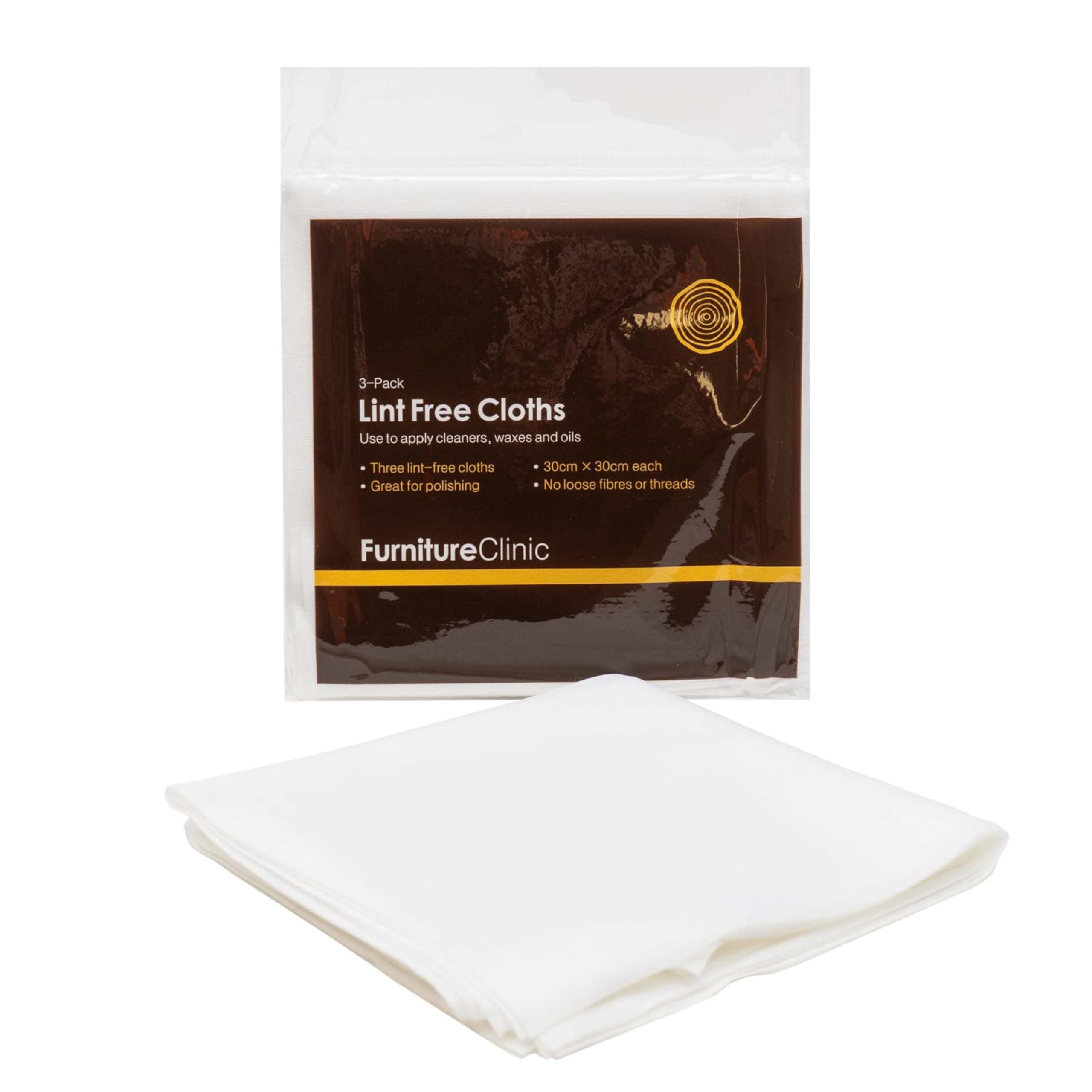 Furniture Clinic Lint Free Cotton Cloths | Eco-Friendly and Reusable Multi-Purpose Application Rags | for Furniture, Home, Office, Oiling and Waxing | Hypoallergenic | Quick-Drying | 3 Pack