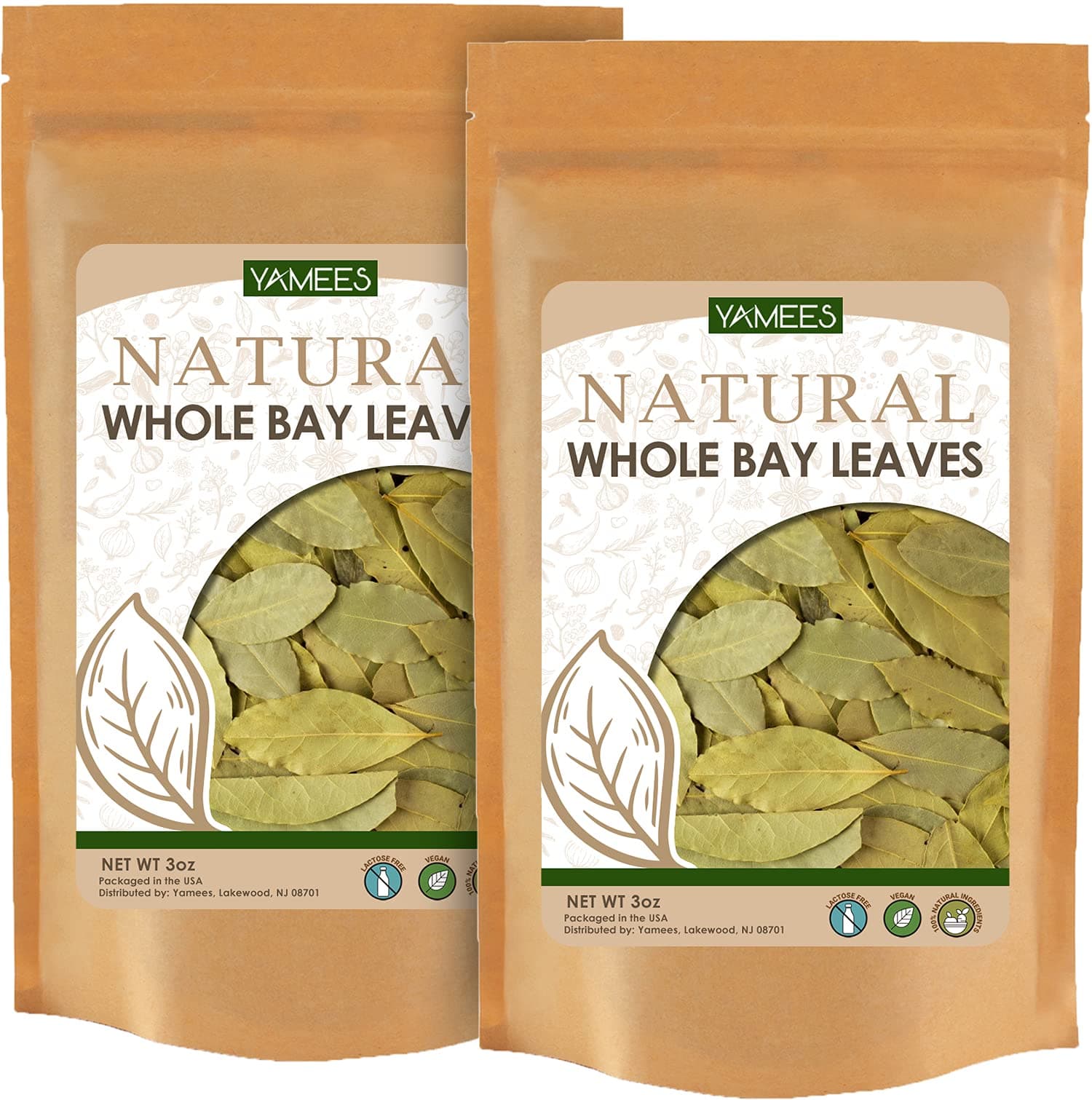 Yamees Bay Leaves - 6 oz (3 oz Each) – Bay Leaves Bulk – Bay Leaves Whole – Laurel Leaves - Bulk Spices