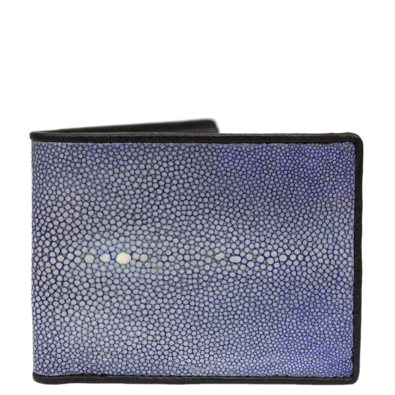 Polished Genuine Stingray Skin Leather Man Bifold Wallet Black