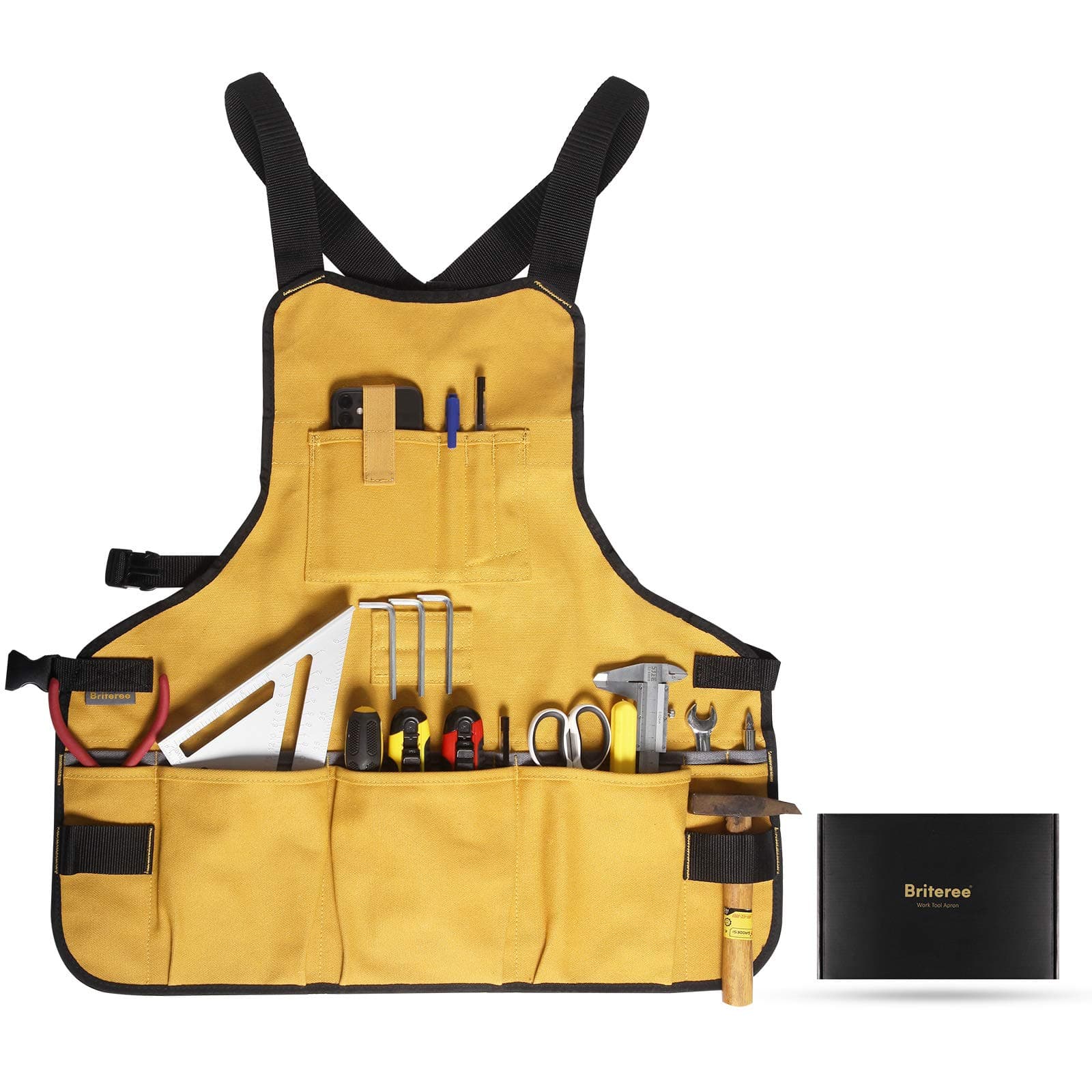 Work Tool Apron for Men and Women, Torso Length with 21 Tool Pockets, Durable Canvas Apron, DIY Enthusiasts