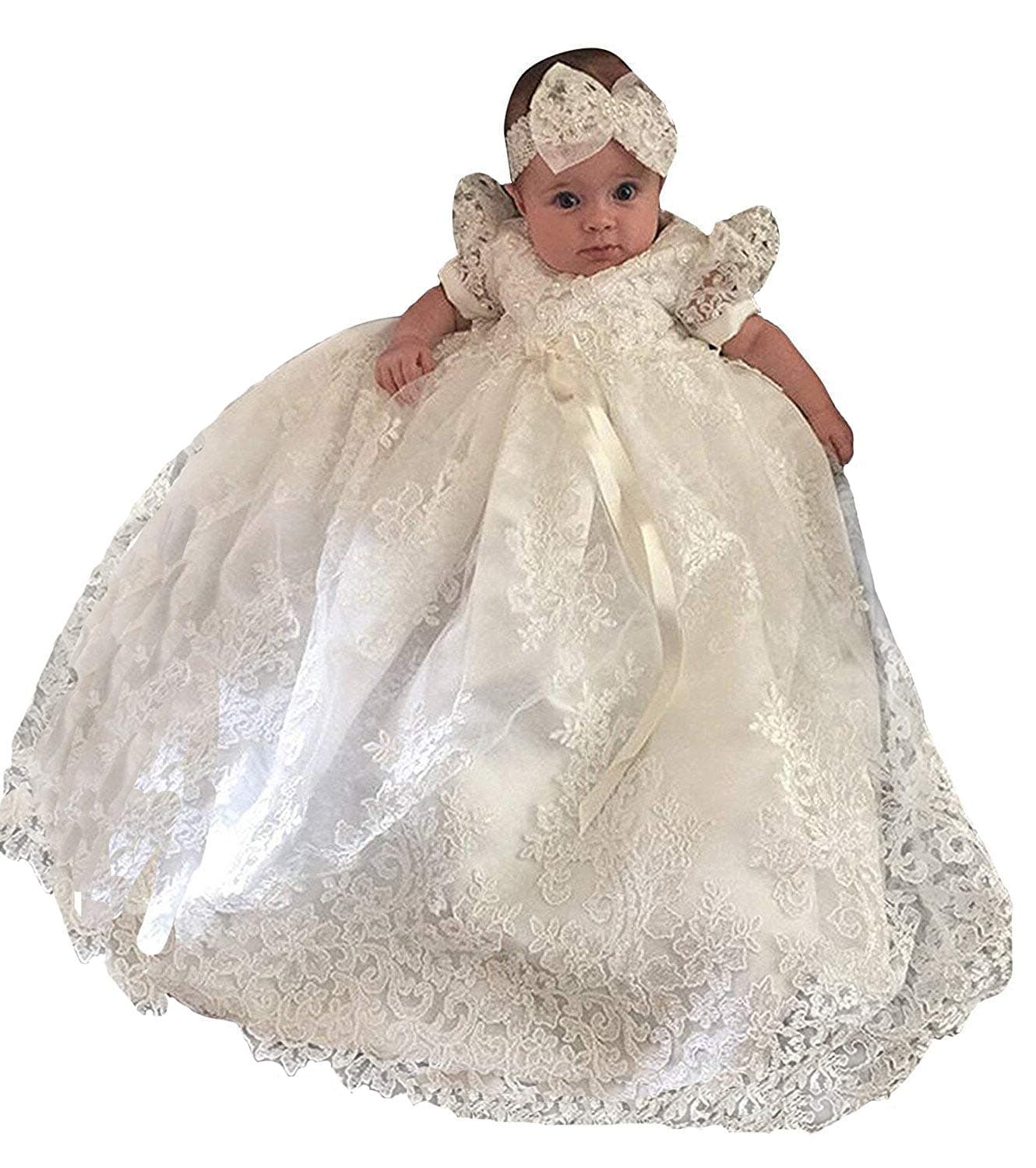 Candy BabyChristening Gown Baby Girl Lace Toddler Dress for Age 3-24 Months