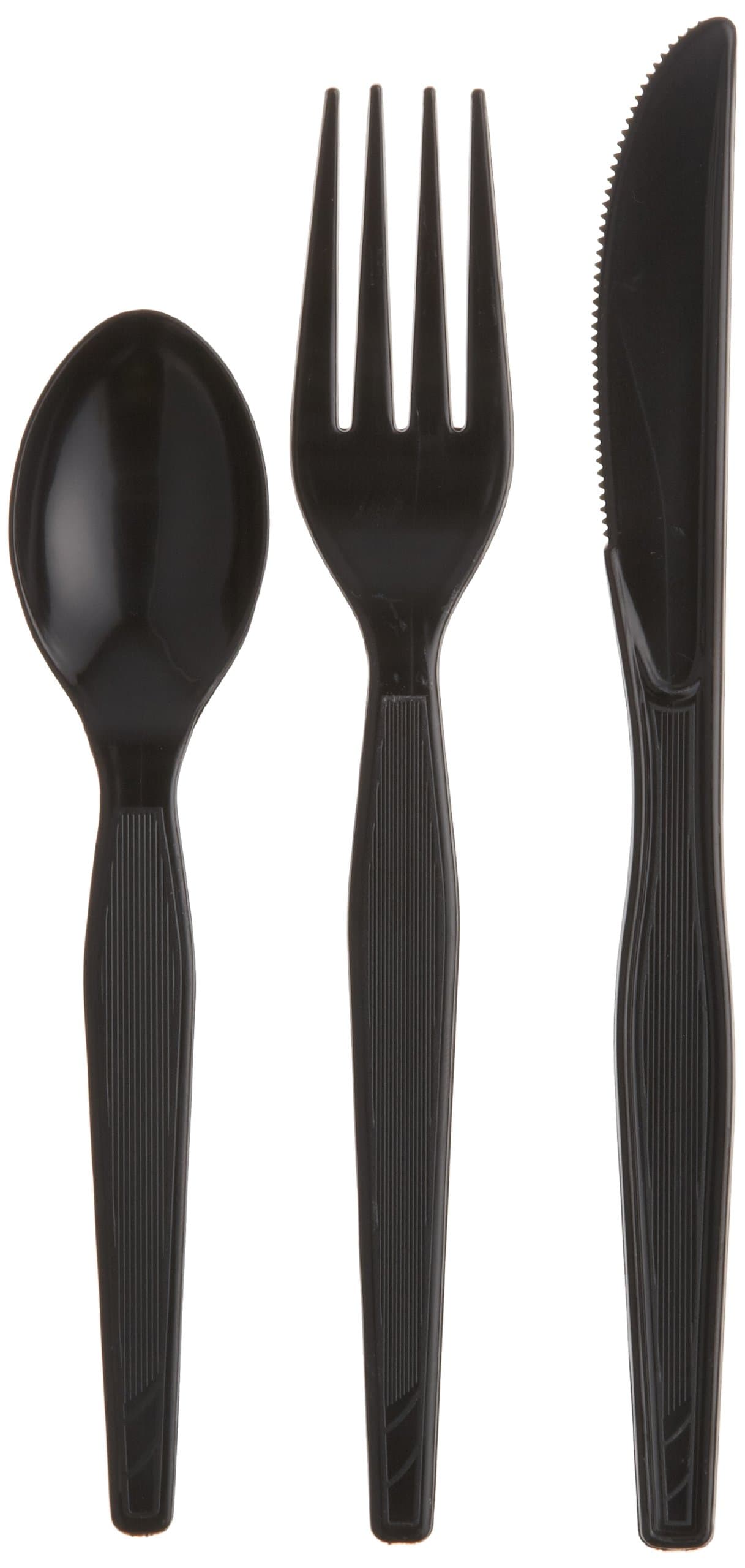Georgia Pacific Dixie CH56C7 3 Piece Black Polystyrene Heavy Weight Fork Knife Teaspoon Wrapped Cutlery Kit (Case of 250)