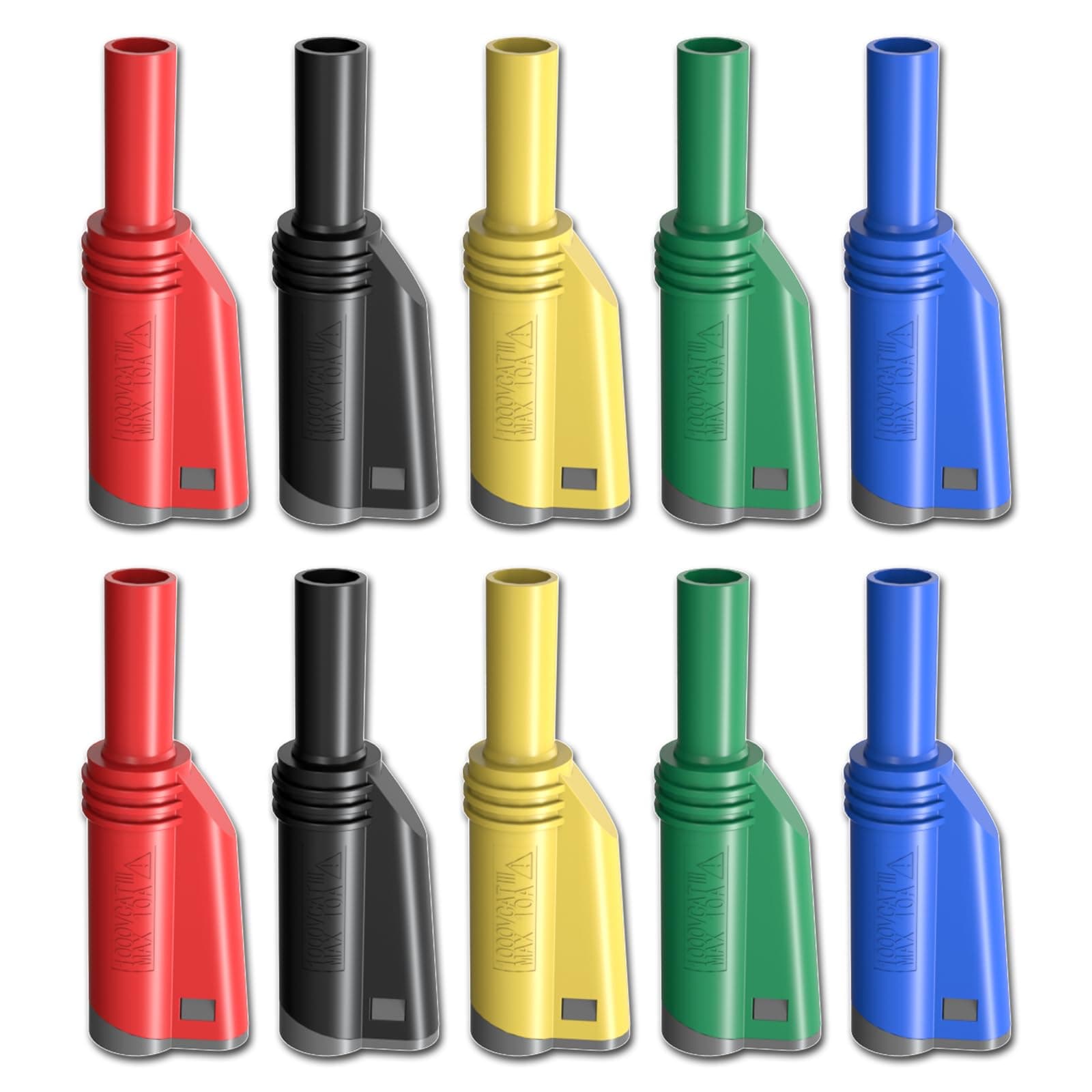 Goupchn 4mm Stackable Shrouded Banana Plugs Safety Fully Insulated Solderless Screw Fixation DIY Connectors 5 Colors