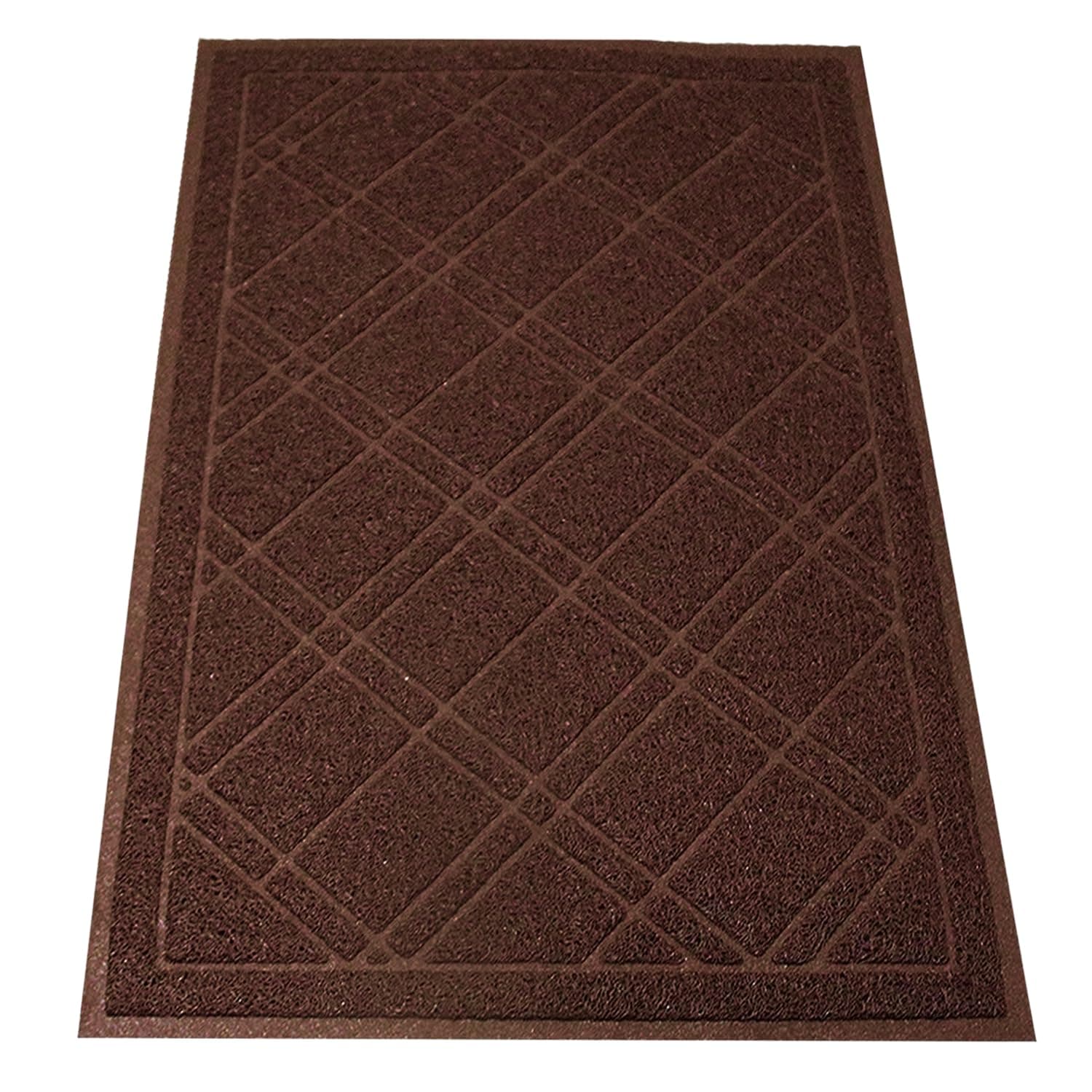 SlipToGrip Universal Door Mat, Plaid Design - Brown, 42 x 35 - Anti Slip, Durable and Washable, Outdoor, Indoor Floor Welcome Mat - Patio, Front Door, Dust Absorbent