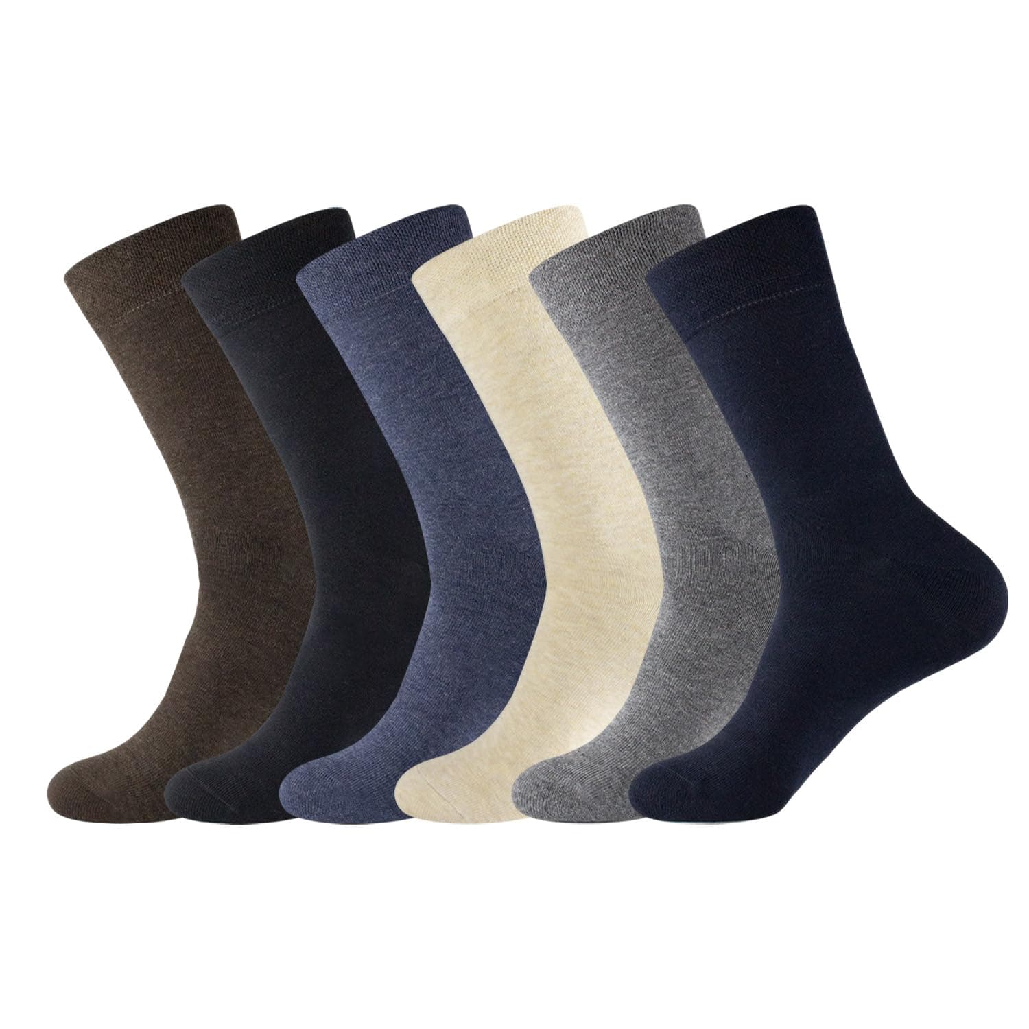98% Cotton 2% Lycra Rich Dress Socks for Business Mens Womens Casual Socks 6Pack