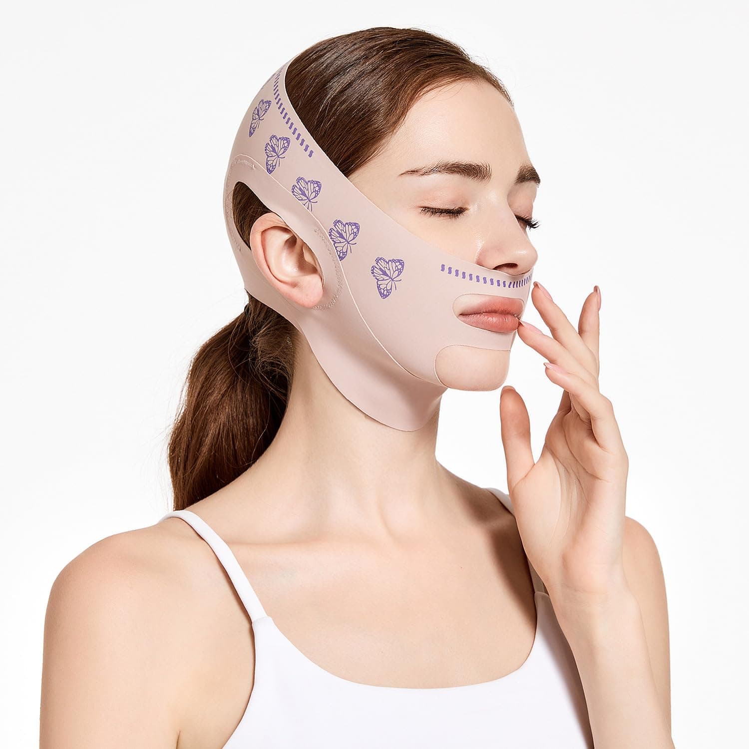 Double Chin Reducer with Pressure Band & Far-Infrared Material for Women - Jaw Eliminator, V Line Lifting, Face Slimming, Anti-Snoring, Keep Mouth Closed During Sleep