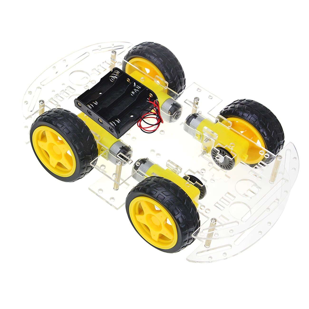 The perseids DIY Robot Smart Car Chassis Kit Educational Toy with Encoder Wheels (Speed Sensor Not Included), 4 Wheels and Battery Box for Adult Age 16+ (4 Wheels)