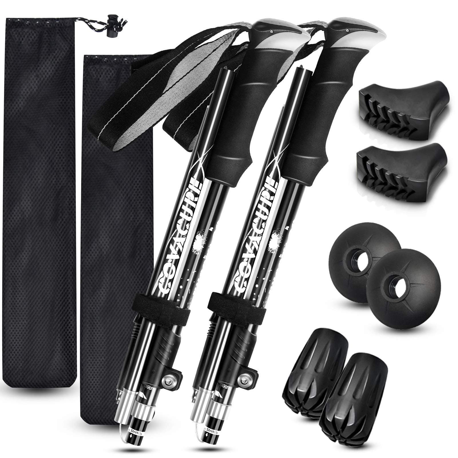 Covacure Trekking Poles Collapsible Hiking Poles - Aluminum Alloy 7075 Trekking Sticks with Quick Lock System, Telescopic, Collapsible, Ultralight for Hiking, Camping & Backpacking