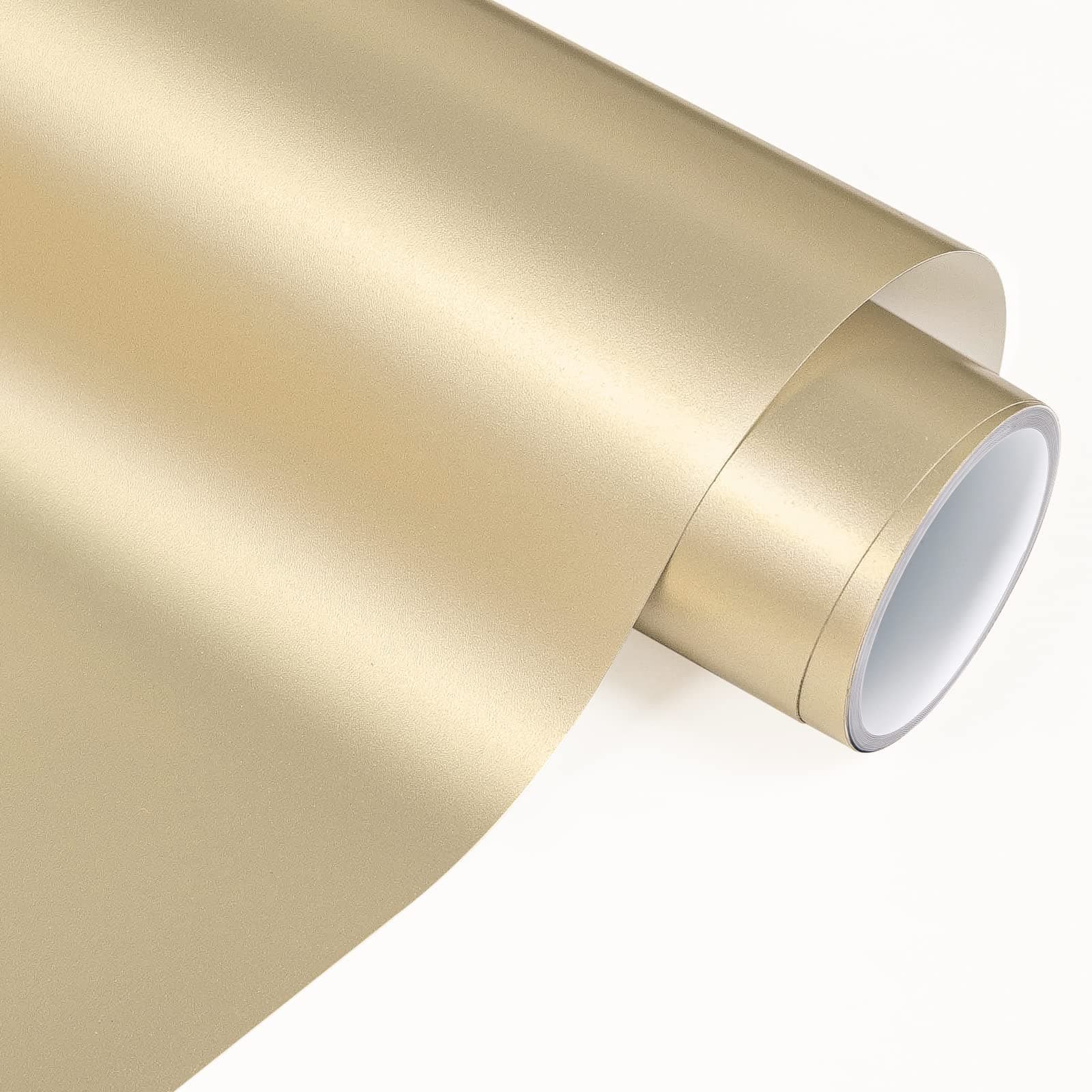 VINYL FROG Matte Metallic Gold Adhesive Vinyl, 12" x6ft Champagne Gold Metallic Craft Permanent Vinyl Roll - Metallic Satin Adhesive Vinyl for Home Decor, Mug, Car and Other Stickers