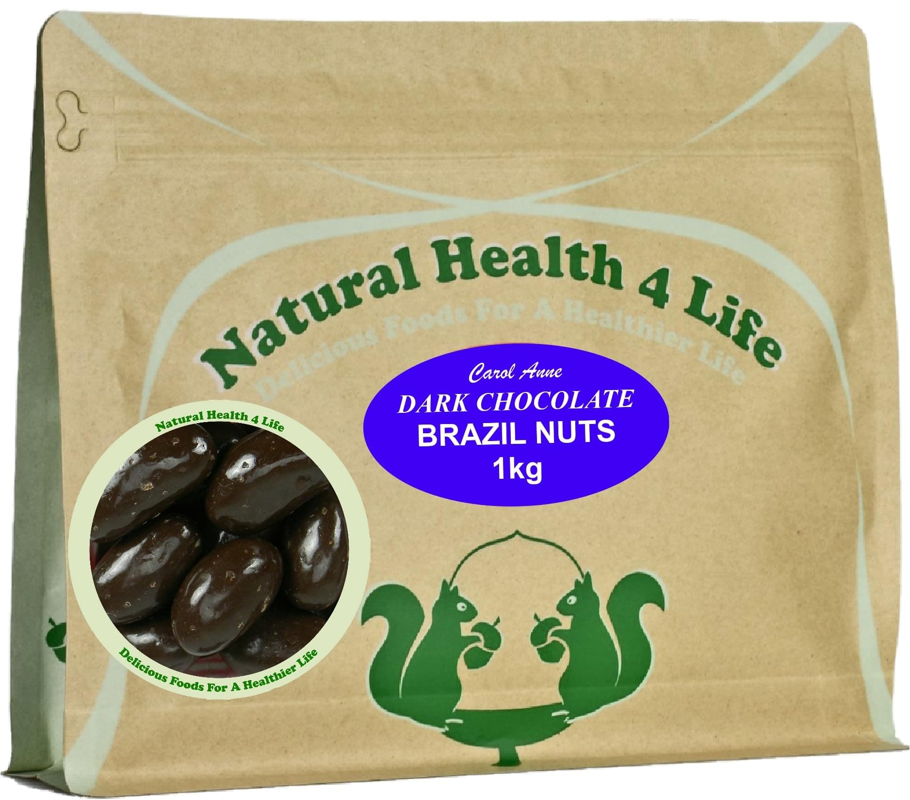 Carol Anne Confectionery Dark Chocolate Brazil Nuts 1kg – Chocolate Covered Brazil Nuts in Resealable Pouch, ‎7.6g Protein/100g, Snack for Parties, Baking, Events (Pack of 1)