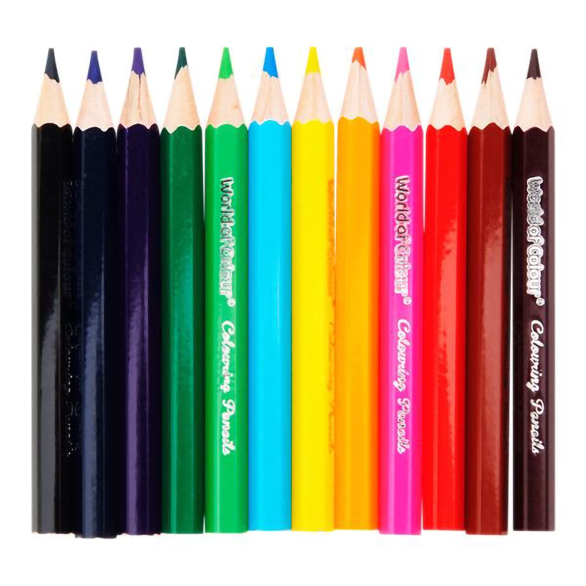 Premier Stationery World of Colour Mini Colouring Pencils. Washable. Non-toxic. Pack of 12 assorted colours.