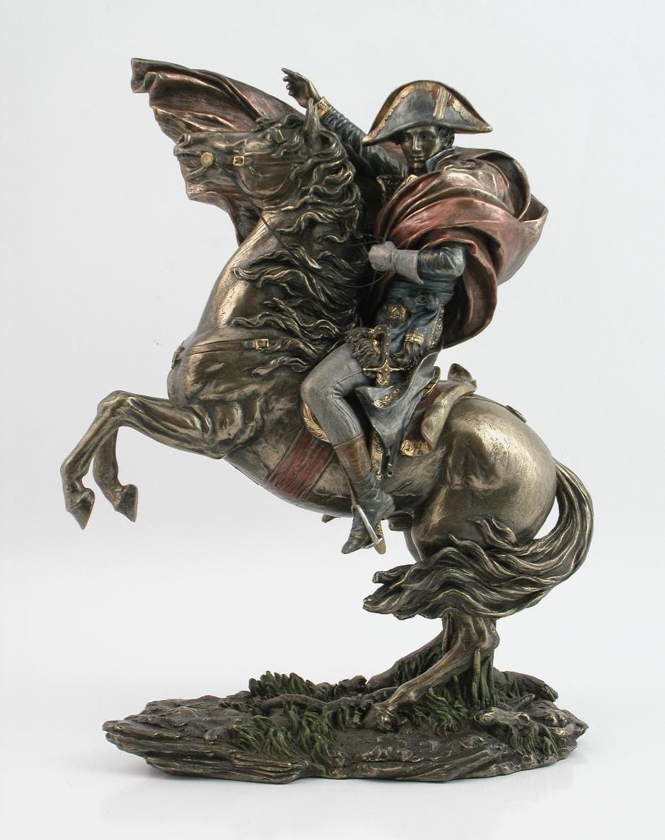 Napoleon Bonaparte on Rearing Horse Statue Crossing the St. Bernard Pass Alps Replica Sculpture