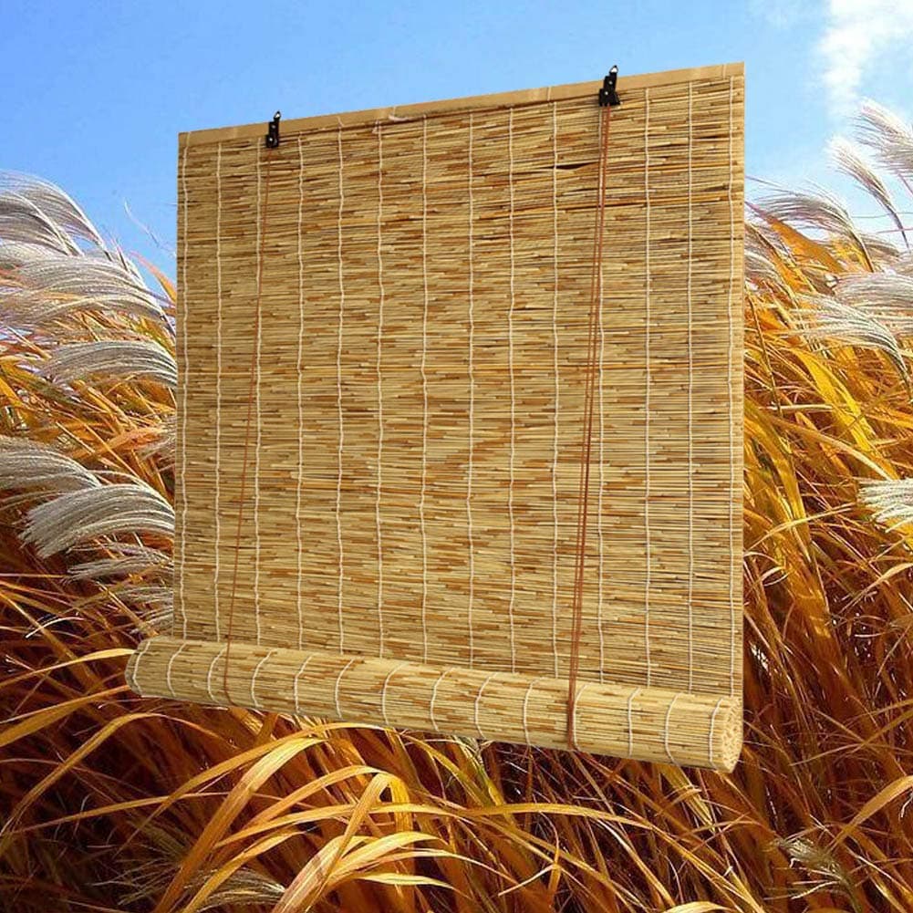 WYCD Natural Bamboo Roller Blinds, Reed Roman Shades, Shutters, Hand-Woven Sun Shade, Sunscreen/Breathable, for Outdoor/Indoor