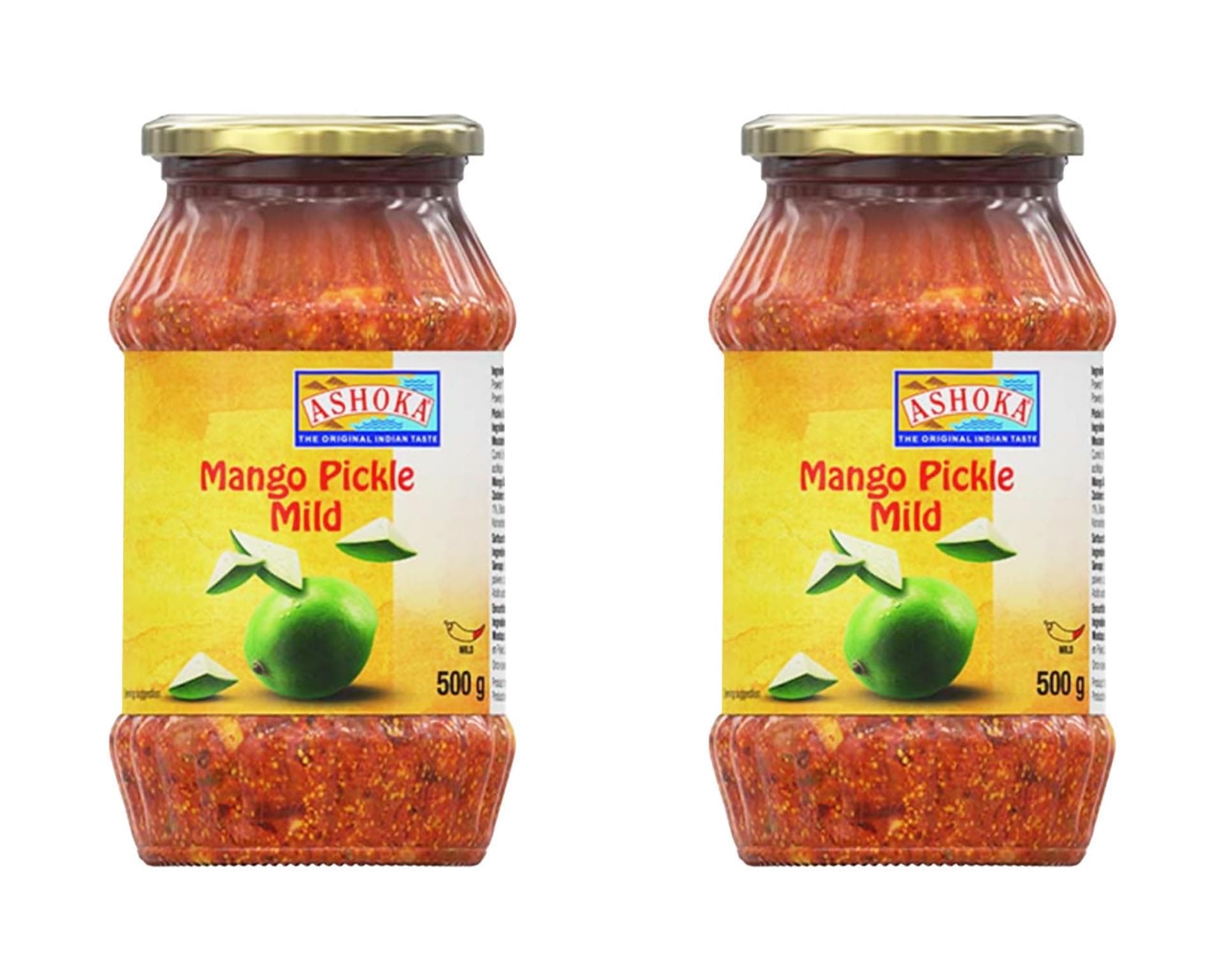 Ashoka Mango Pickle Mild - 500g (Pack of 2) | Authentic Indian Pickle with a Gentle Twist | Great Flavour | Vegan