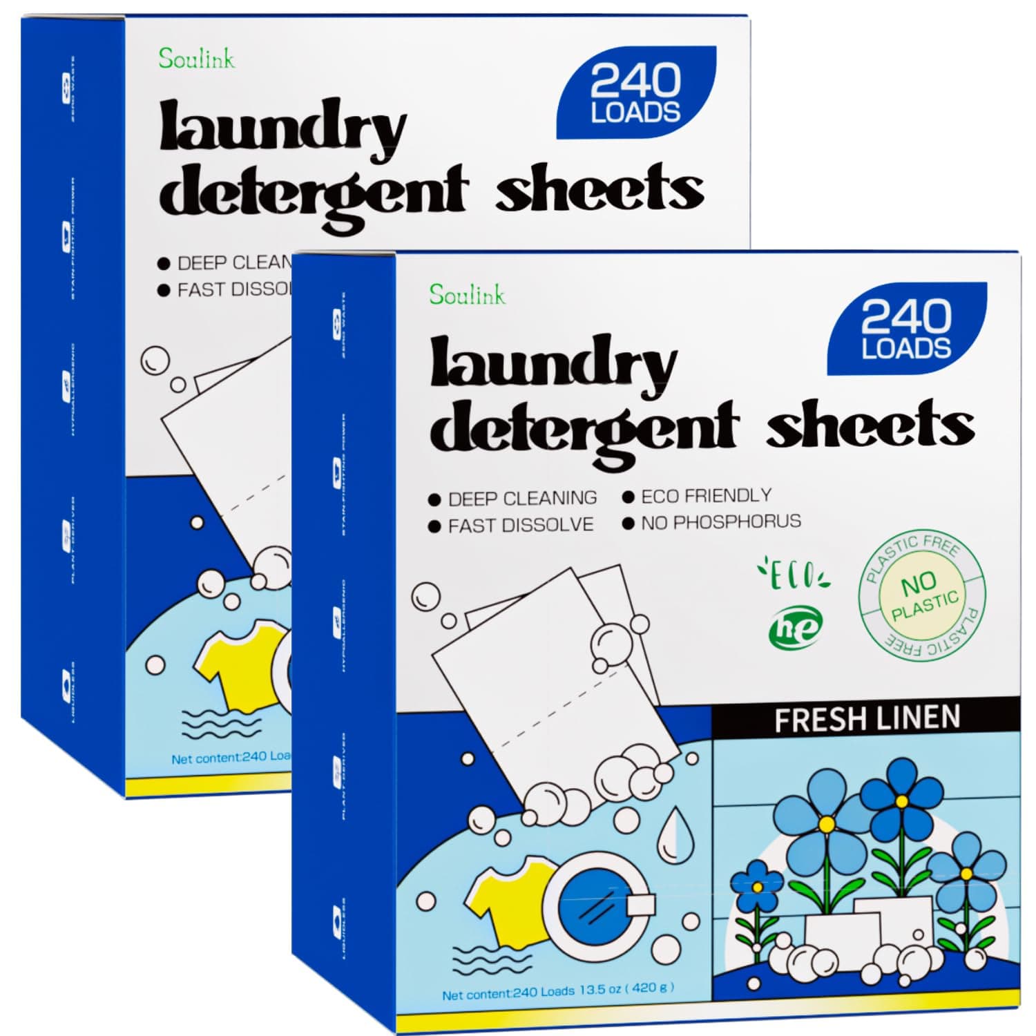 - Laundry Detergent Sheets, 480 Loads (2 Pack) - Eco-Friendly, Plant-Based, Hypoallergenic, No Plastic Jug, Fresh Linen Scent