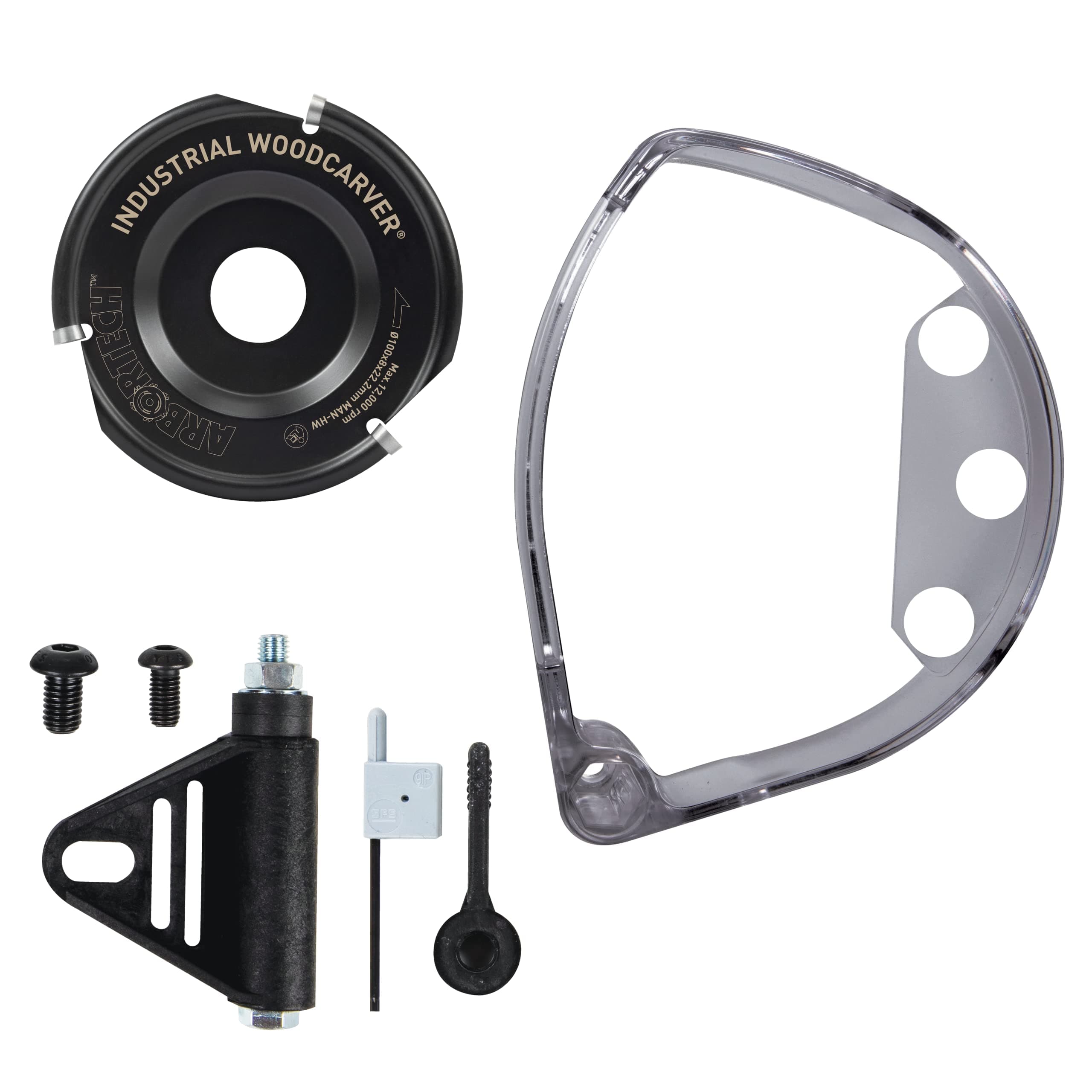 ArbortechIndustrial Woodcarver Pro Kit | Ø 100 mm Carbide Wood Carving Disc for Angle Grinder with Protective Guard | IND.FG.200