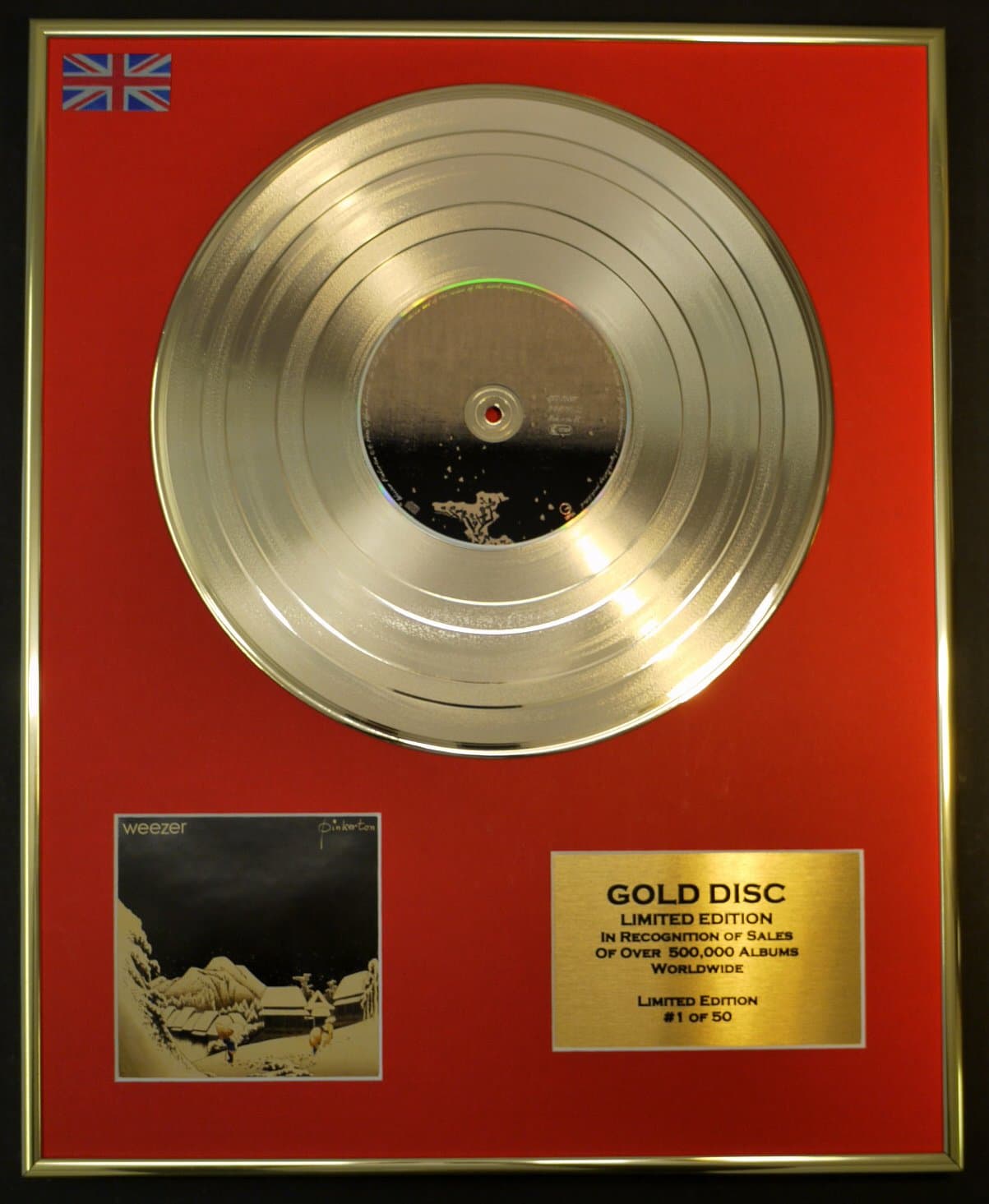 WEEZER/LTD. EDITION CD GOLD DISC/RECORD/PINKERTON