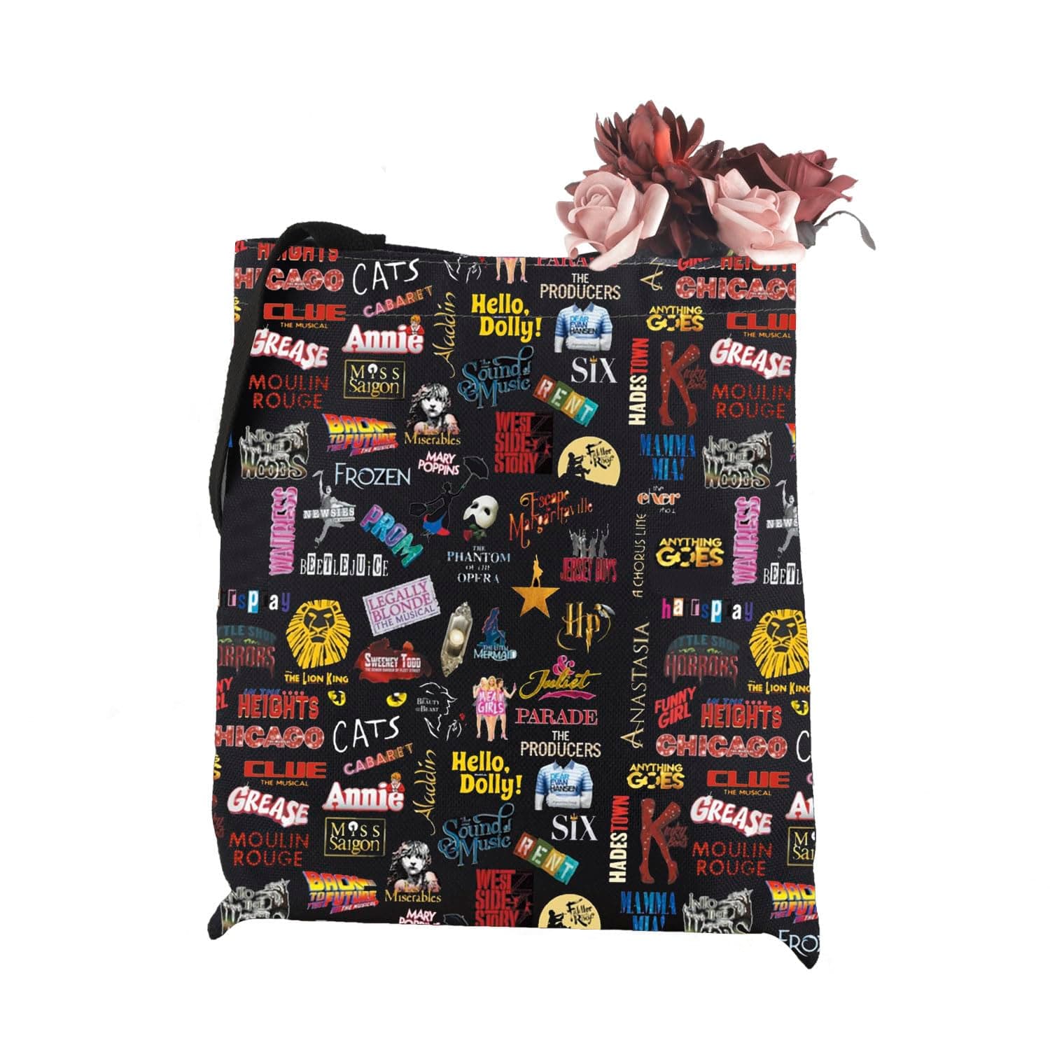 WCGXKO Musical Theatre Gift Musical Theater Shows Icons Tote Bag Musical Enthusiast Gift