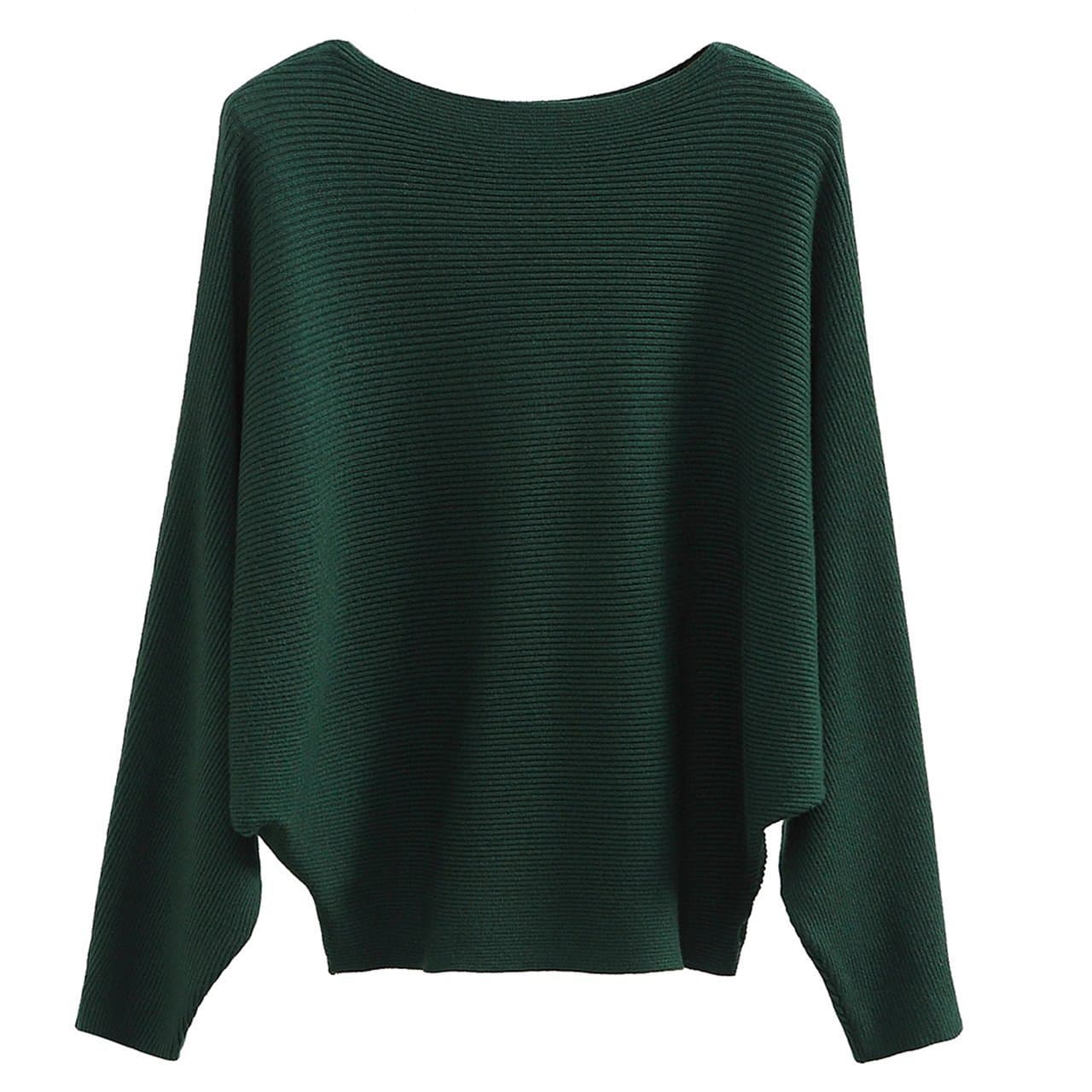 Boat Neck Batwing Sleeves Dolman Knitted Sweaters and Pullovers Tops for Women