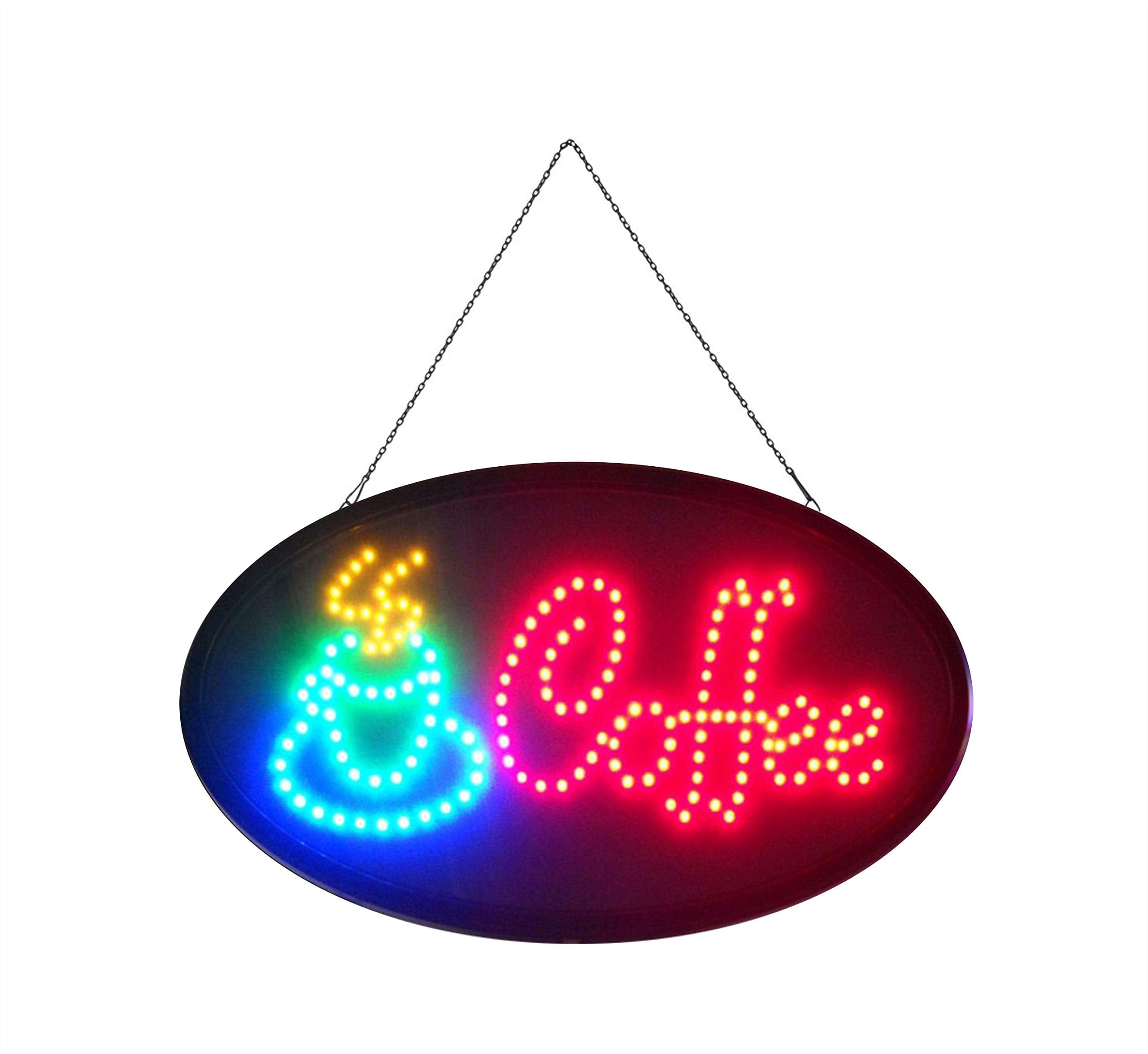 LED Sign Coffee = The Original SSS® Flashing Bright Animated Powerful NEON Hanging Chain Front Shop Display 45cm x 25cm x 2cm