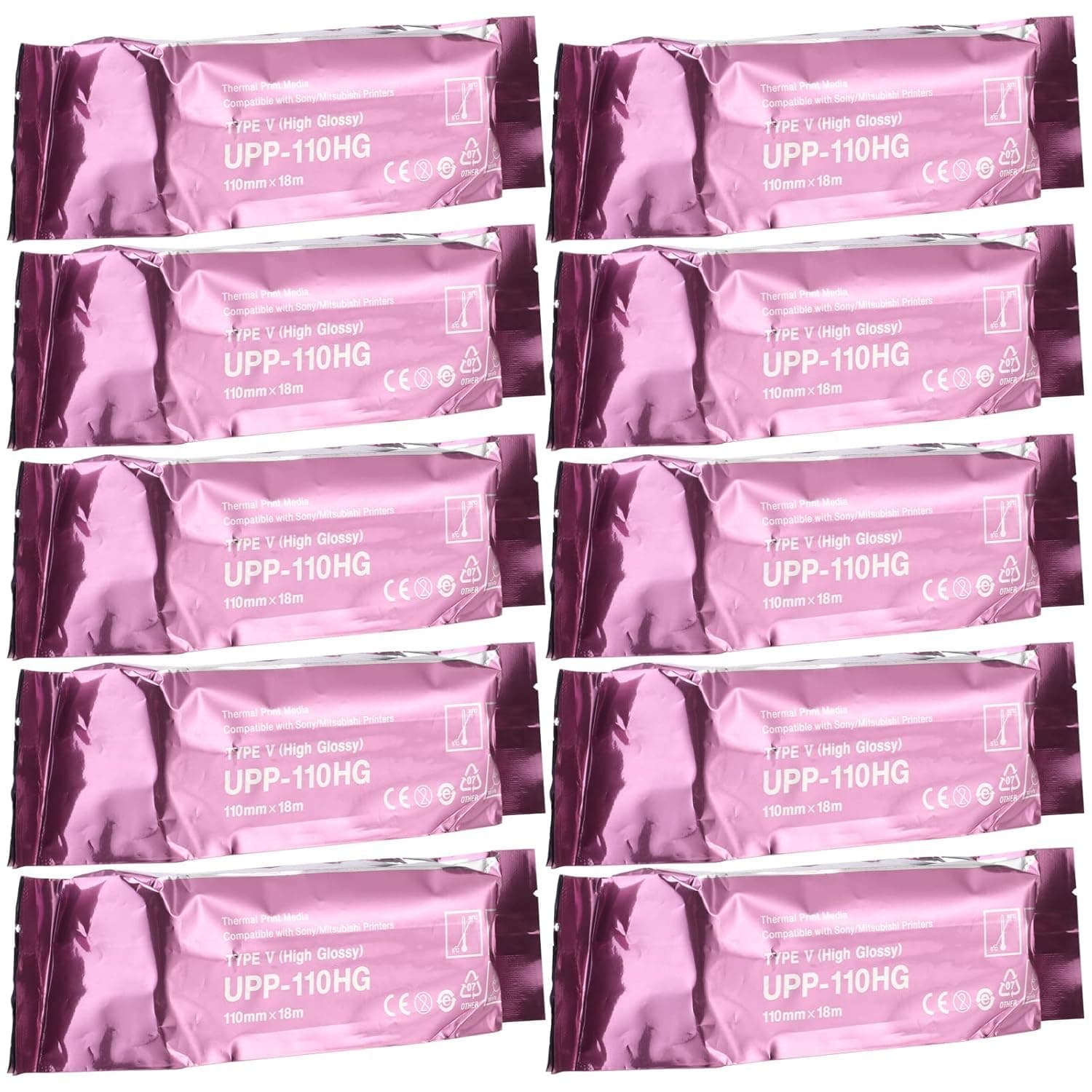 Sony Compatible Ultrasound Paper UPP-110HG,High Gloss Ultrasound Film,Thermal Print Media for black & white printer 10 rolls