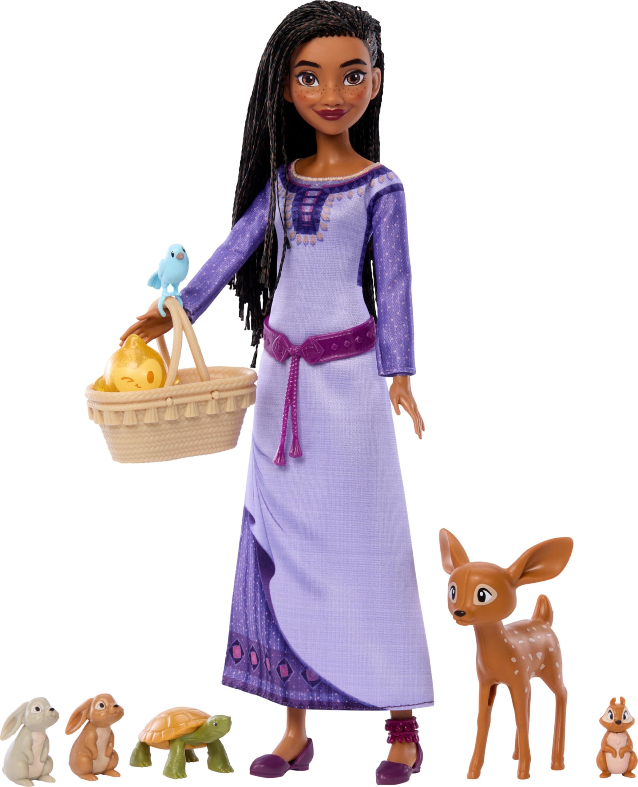 Mattel Disney Wishes Toy & Accessories Forest Animals Rosas Set with 6 Surprises Including Asha Fashion Doll & Movie Inspired Animal Figures