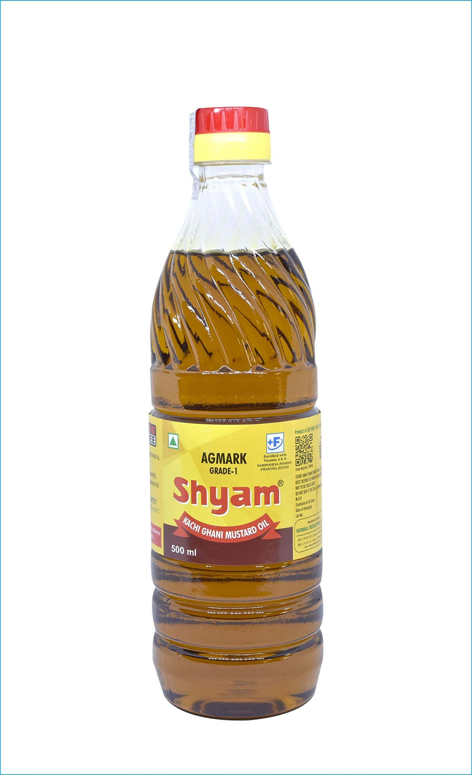 Shyam Pure Grade 1 Kachi Ghani Mustard Oil 500 Ml (Home Pantry Groceries Items Kitchen and Home Healthy Cooking Oil Edible Oil Natural Extracts)