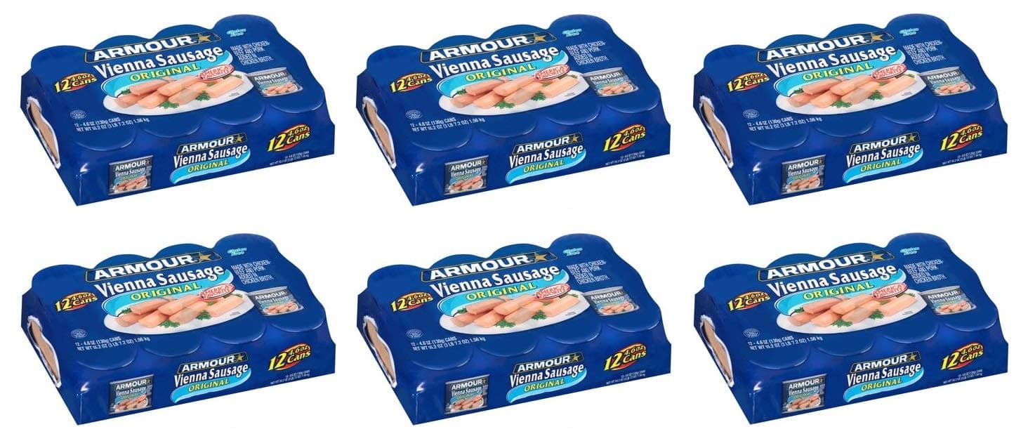 Armour Original Vienna Sausage, 4.6 oz, 12 count (Pack of 6)