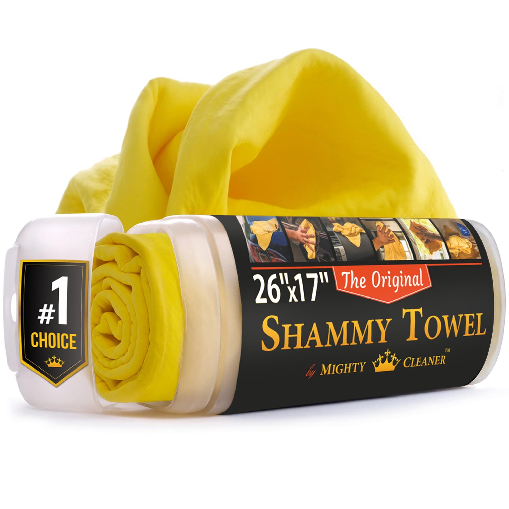 Premium Chamois Cloth for Car Drying - 26"x17" Super Absorbent Reusable Shammy Towel With Storage Tube - Scratch-Free Drying Towel