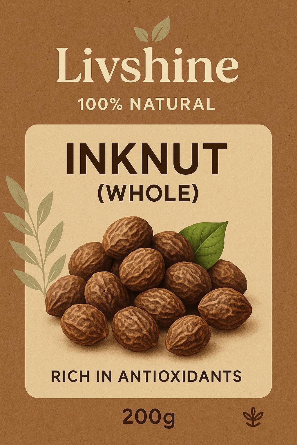 LivShine Natural Dried Whole Haritaki/Harad/Inknut for Dark Circles 200Gm