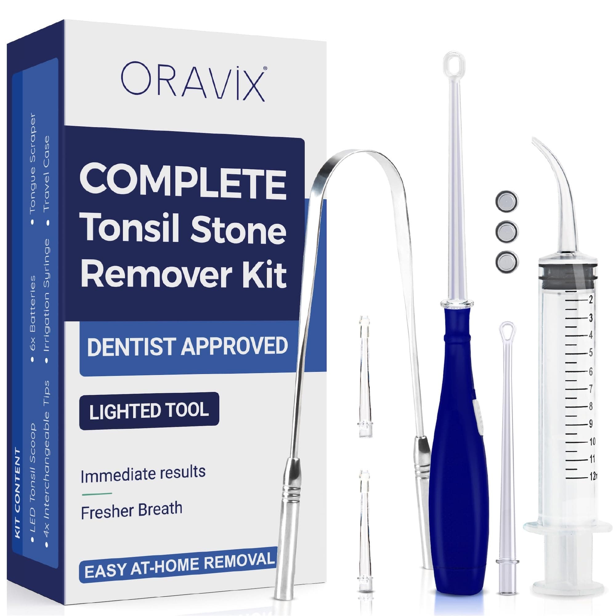 Tonsil Stone Remover - Tonsil Stone Removal Kit - Tonsillolith Remover Tool - Tonsil Cleaner - Fight Bad Breath - Tonsil Stone Removal Tool - Oral Irrigator - Tongue Scraper - 7 Pieces