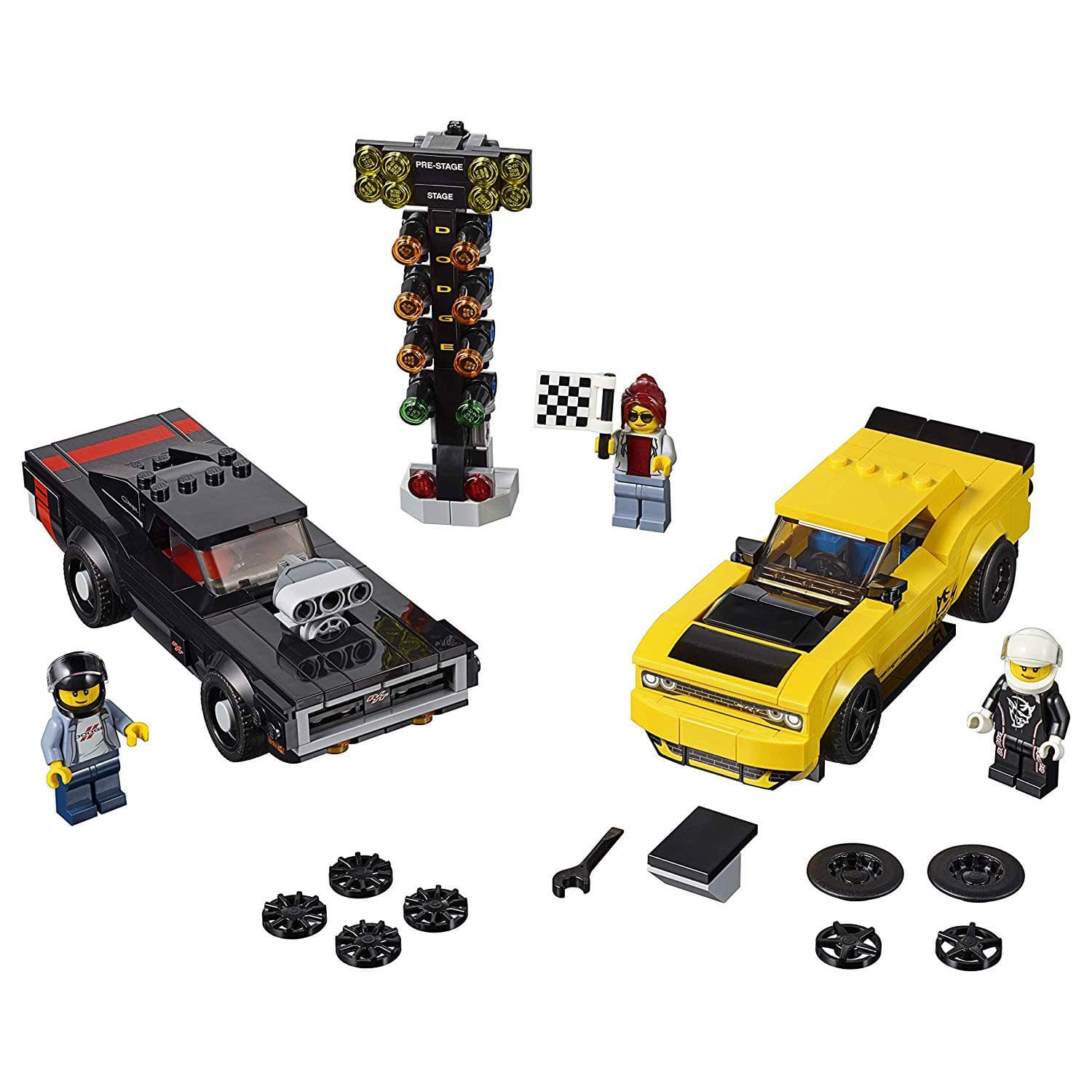 LEGO Speed Champions 2018 Dodge Challenger SRT Demon and 1970 Dodge Charger R/T 75893 Building Kit , New 2019 (478 Piece)