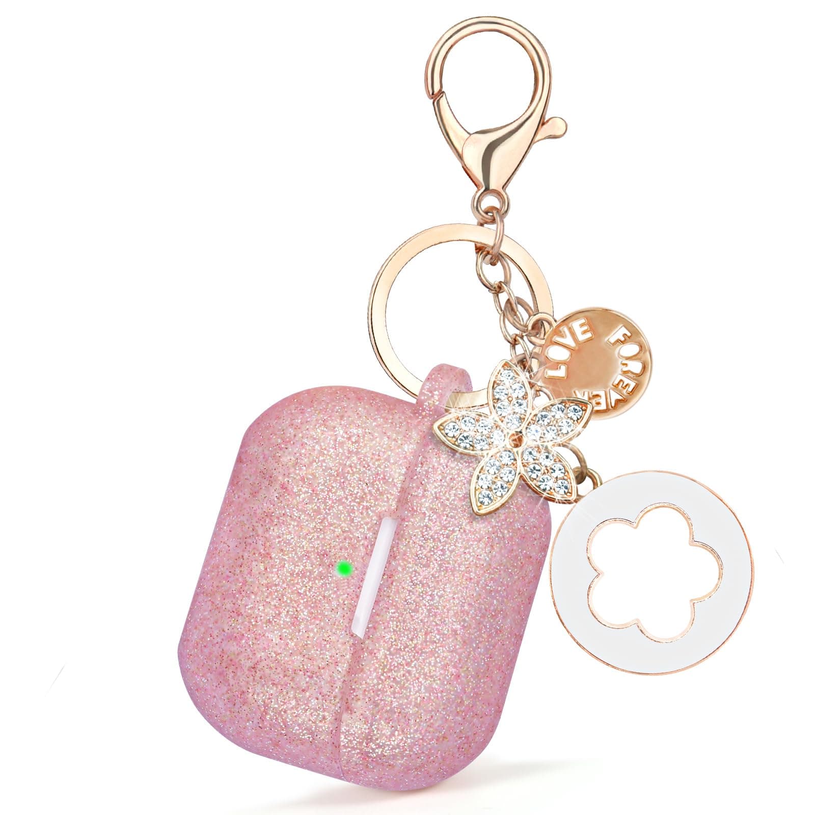 VISOOM Case for Airpods 3 Pink Airpods 3rd Cases 2021 Silicone for iPod 3 Earbuds Case Cover Women Wireless Charging Case with Accessories Girl Bling Keychain for Apple Ear Buds 3rd Generation