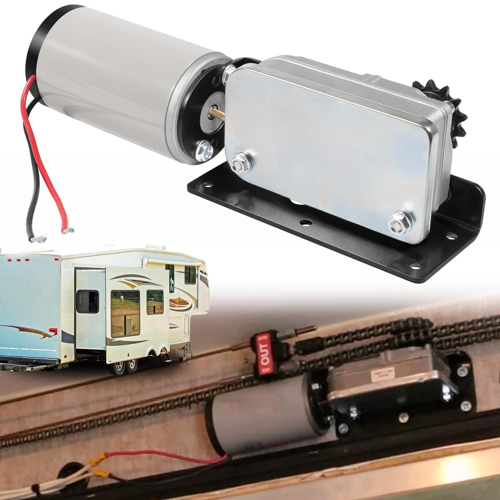 Sunluway 225008 RV Slide Out Motor & Gear Housing for BAL Accu-Slide Cable Slide Out System, Replace# ‎R25076-1, R25075 225008 RV Slide Out Gear Box and High Output Motor