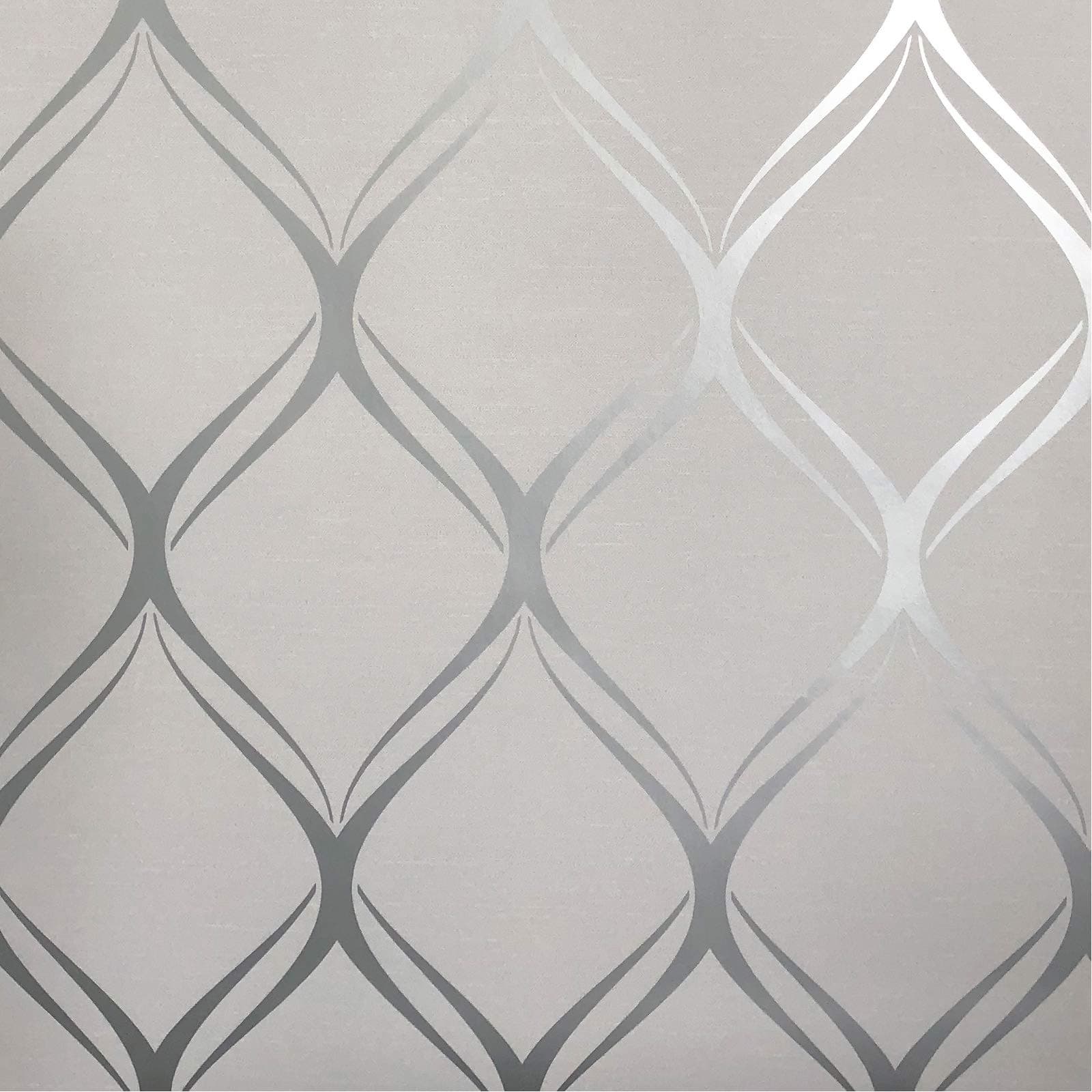 World of Wallpaper Clifton Wave Metallic Geometric Wallpaper (Grey/Silver)