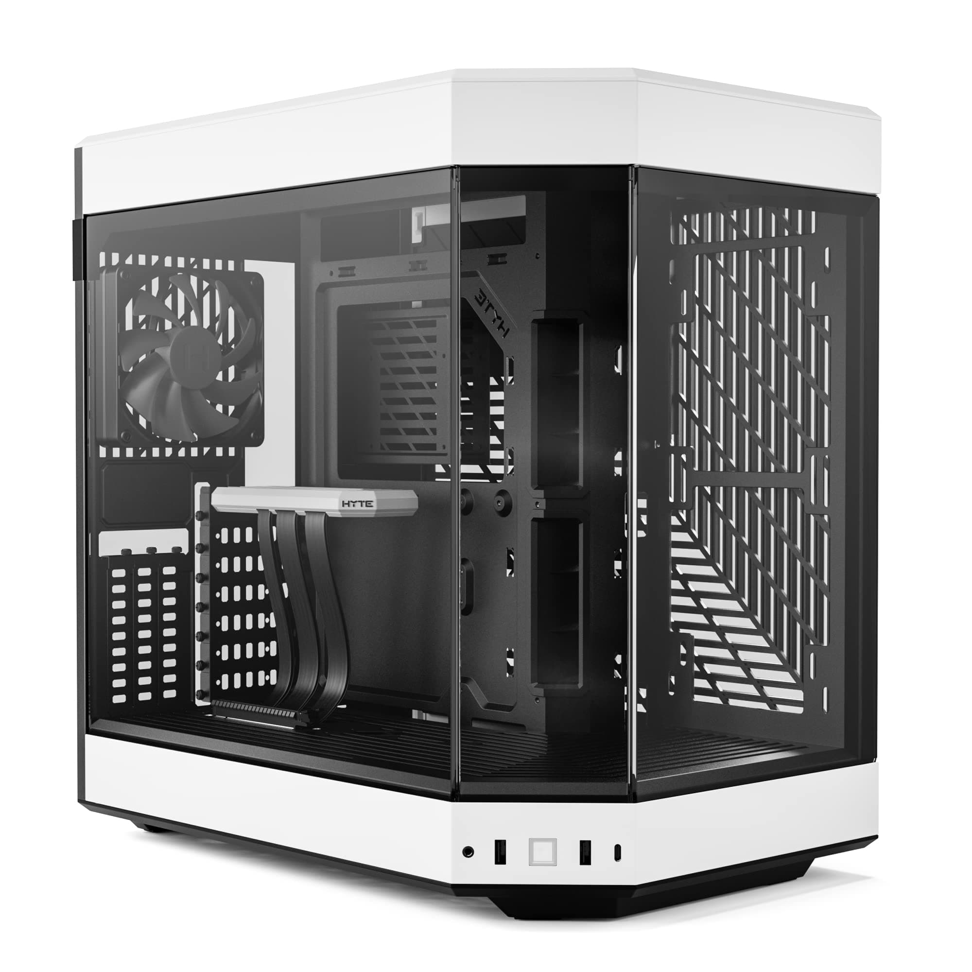 Hyte Y60 Modern Aesthetic Dual Chamber Panoramic Tempered Glass Mid-Tower ATX Computer Gaming Case with PCIE 4.0 Riser Cable Included, White (CS-HYTE-Y60-BW)