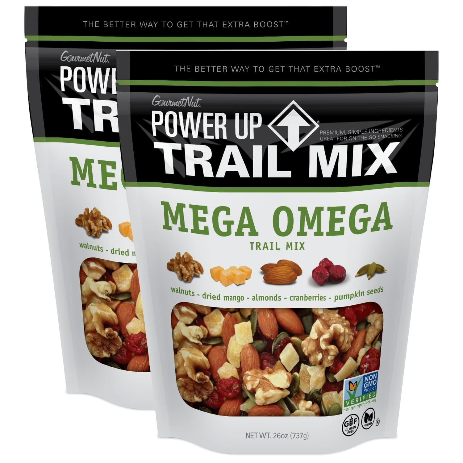 Gourmet Nut Power Up Trail Mix Mega Omega 26 Ounce (2 Pack)