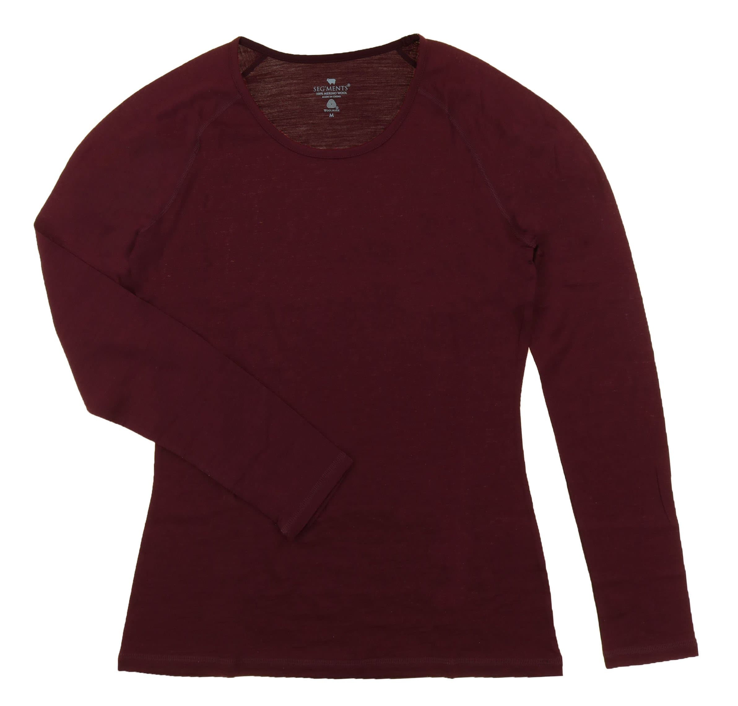 Segments Seg'ments Womens Australian Merino Wool Long Sleeve Shirt (S, Maroon)