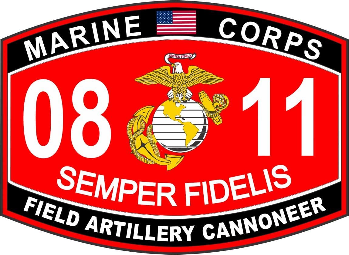 USMC MOS 0811 Field Artillery Cannoneer Decal 8"