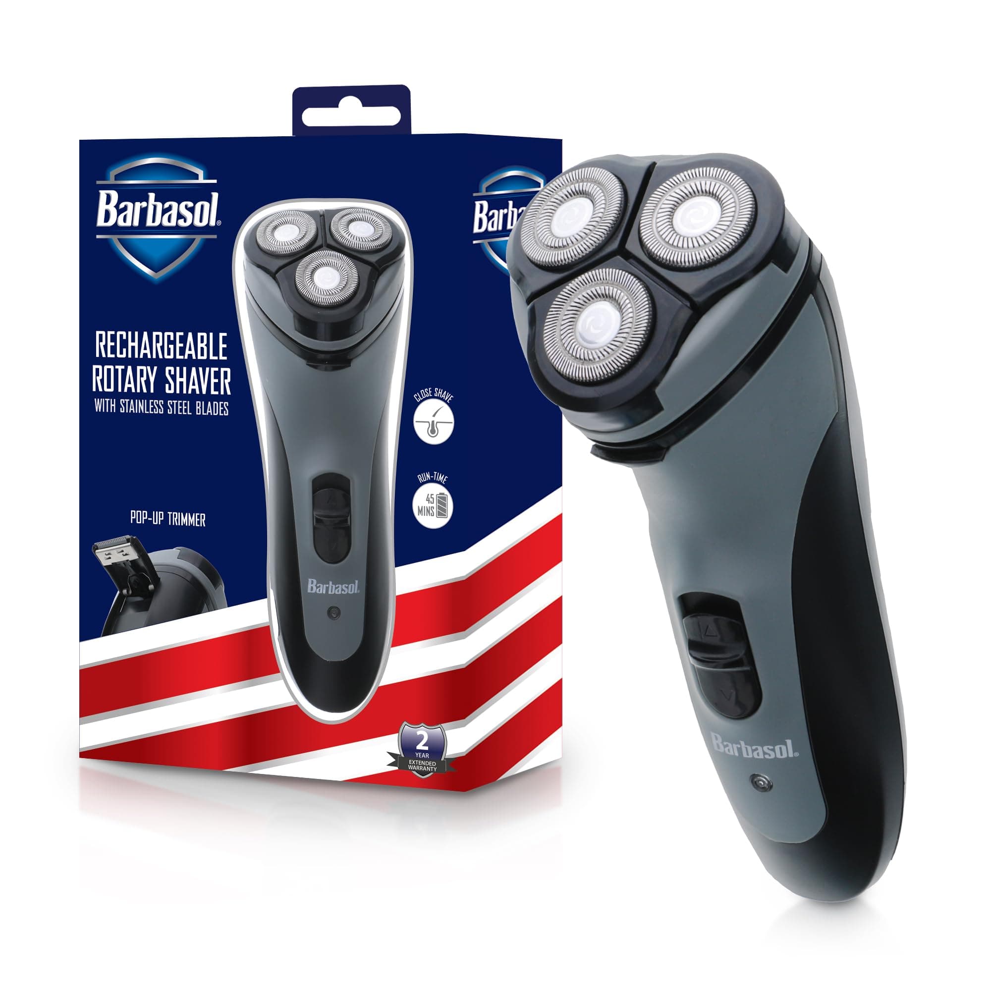 DIGITAL LIFESTYLE ACCESSORIES Barbasol Mens Rechargeable Shaver W/Stainless Steel Blades & Pop Trimmer