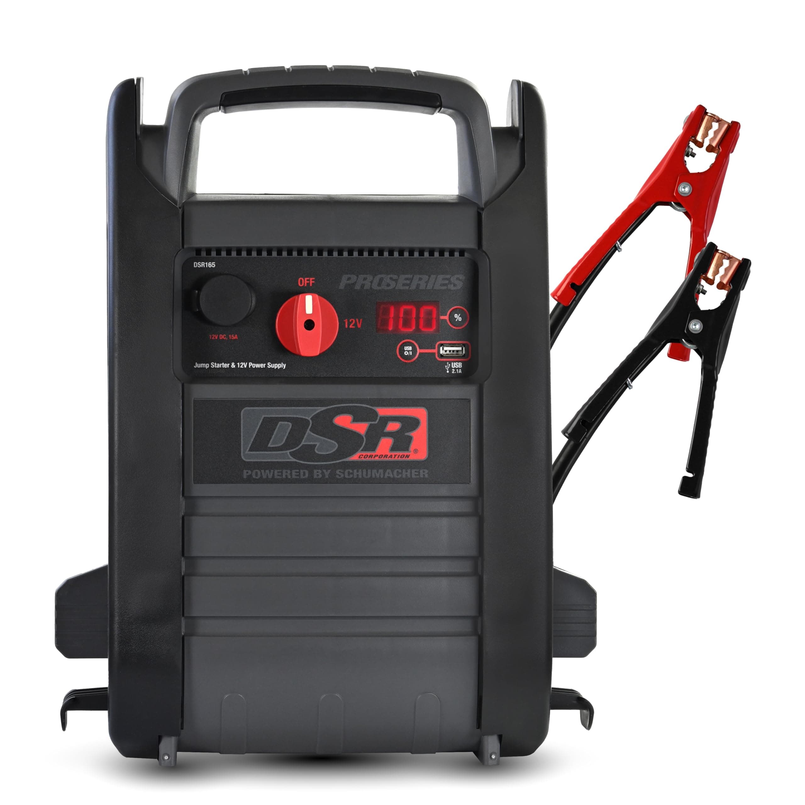 Schumacher Electric DSR ProSeries Car Battery Jump Starter - 2200 Peak Amp 12V Car Starter, Jump Box & Portable Power Station - Digital Display, Heavy-Duty Clamps - DSR165