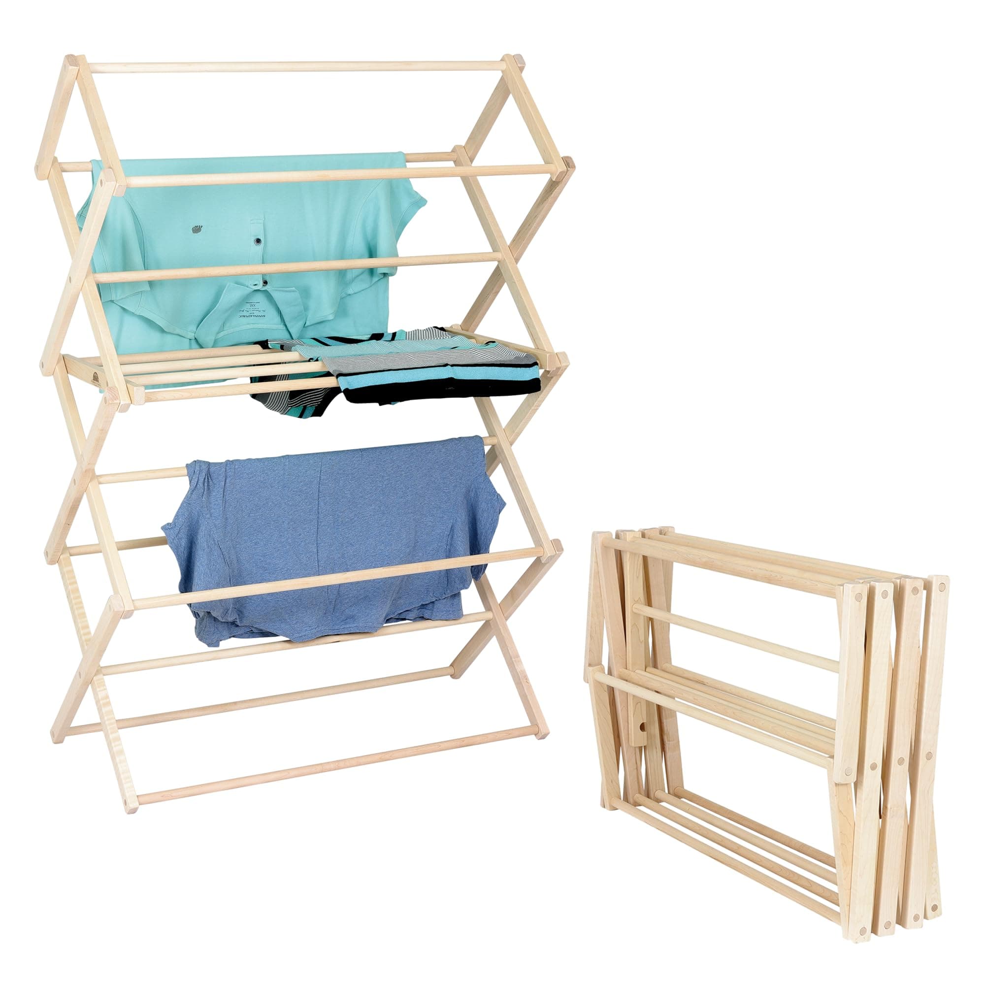- Pennsylvania Woodworks Clothes Drying Rack: Solid Maple Hard Wood Laundry Rack for Sweaters, Blouses, Lingerie & More, Durable Folding Drying Rack, Made in USA, No Assembly Needed, Large