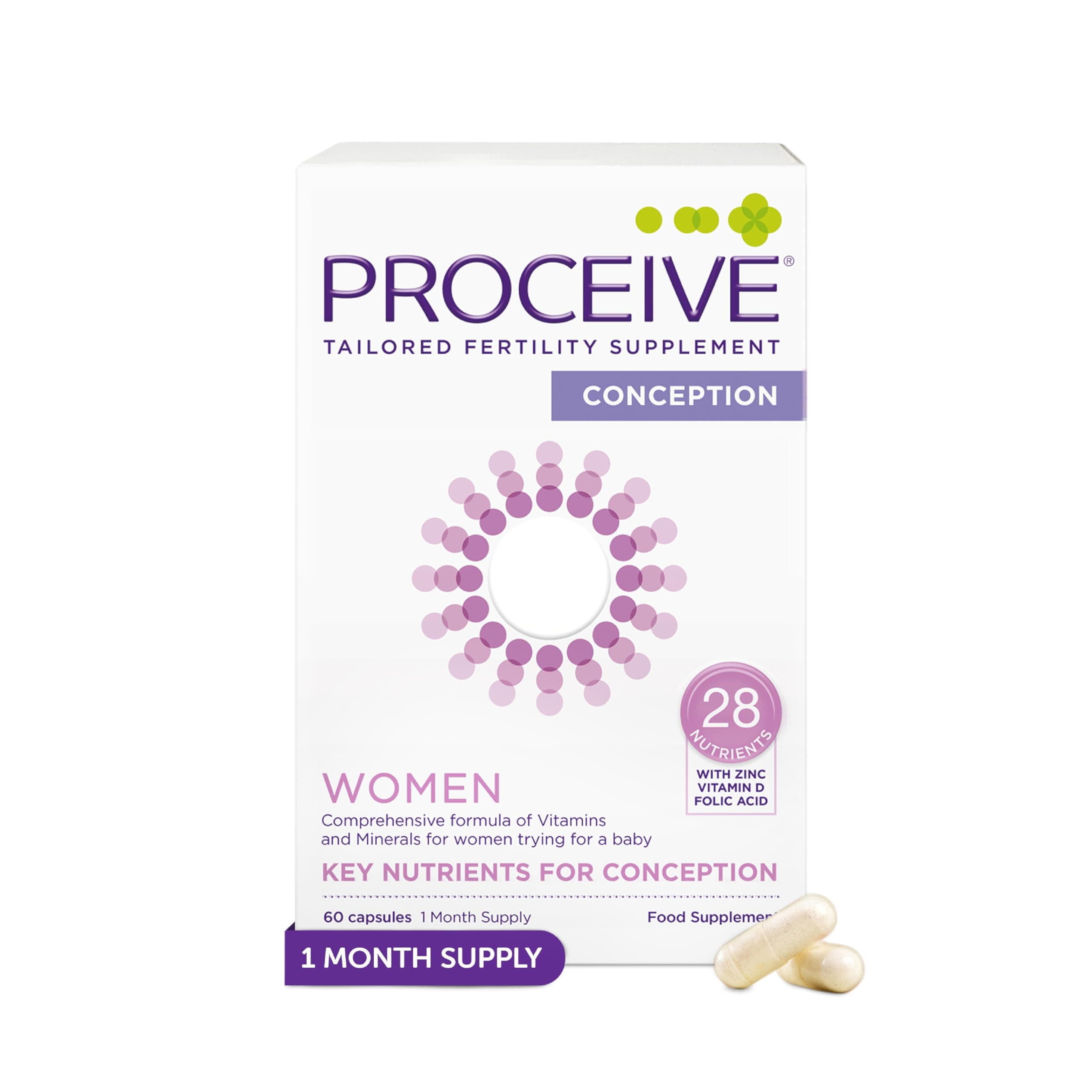 Tailored Fertility Supplement for Women, Pre Conception Vitamins, Minerals, & Amino Acids with Vitamin D, Zinc, COQ10, Folate, & Vitamin B6, Pre Pregnancy Multivitamin, 60 Vegan Capsules