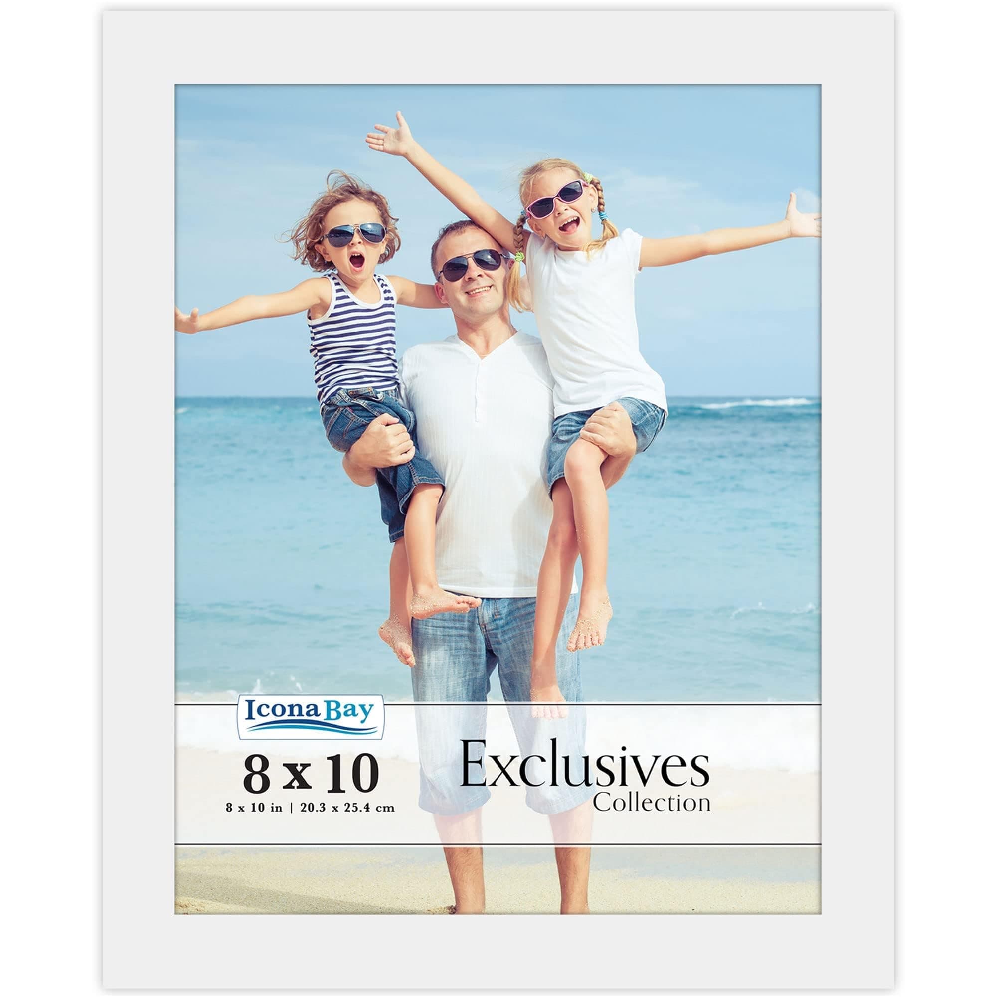 Icona Bay 8x10 White Picture Frame, Sturdy Wood Composite Photo Frame 8 x 10, Sleek Design, Table Top or Wall Mount, Exclusives Collection