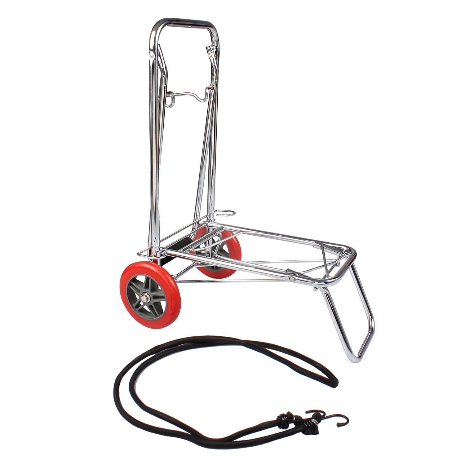 Folding Stainless Steel Foldable Luggage Cart Trolley Traveling Shopping Luggage Cart Portable Heavy Duty Travel Handheld Carrier Cart 2 Wheel Travel Luggage Trolley Cart for Home Office Travel Trolley Supermarket Grocery Cart