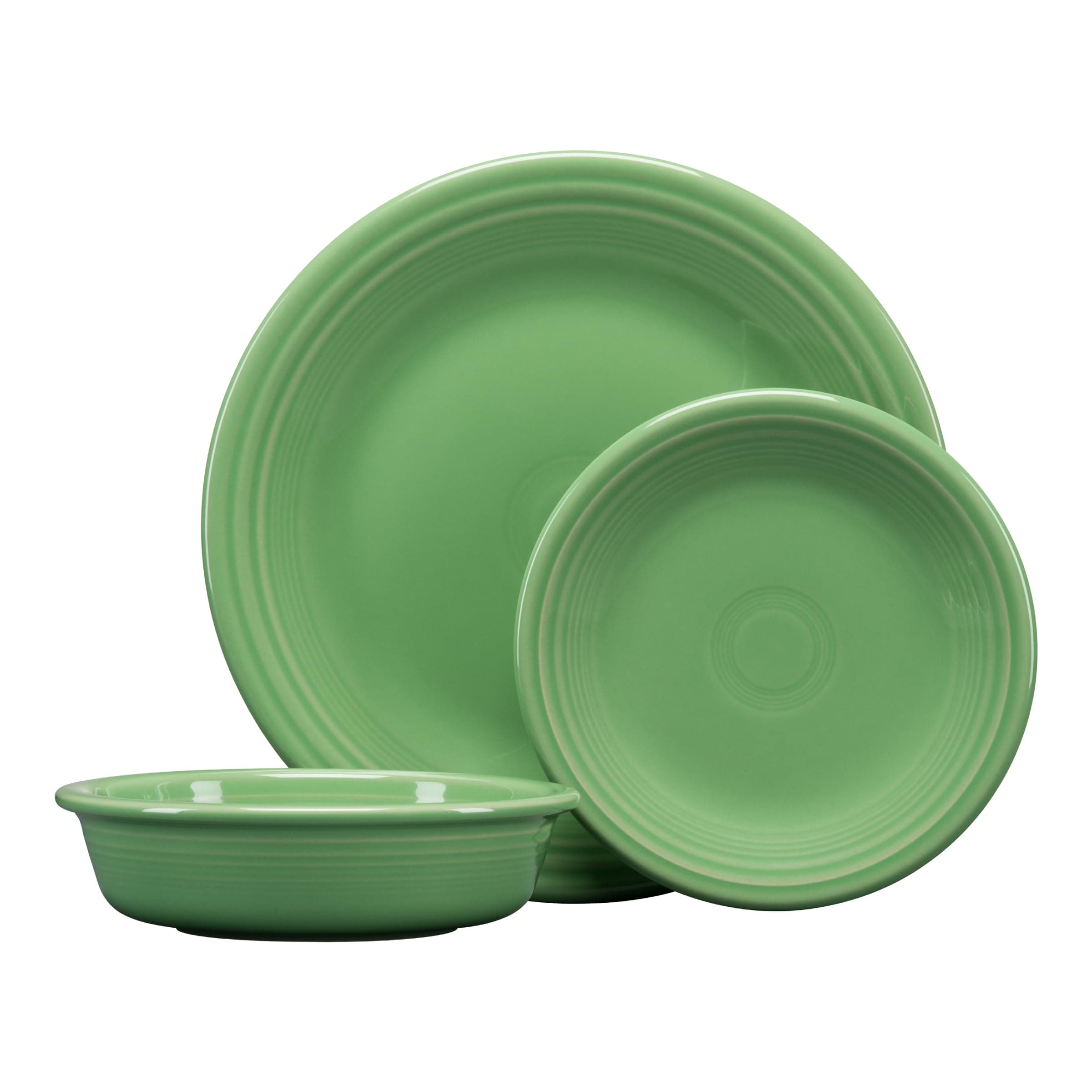 Fiesta® Classic Rim 3-Piece Dinnerware Set – Durable Ceramic, Lead-Safe, Dishwasher/Microwave/Oven Safe – Made in USA Dinnerware - Meadow
