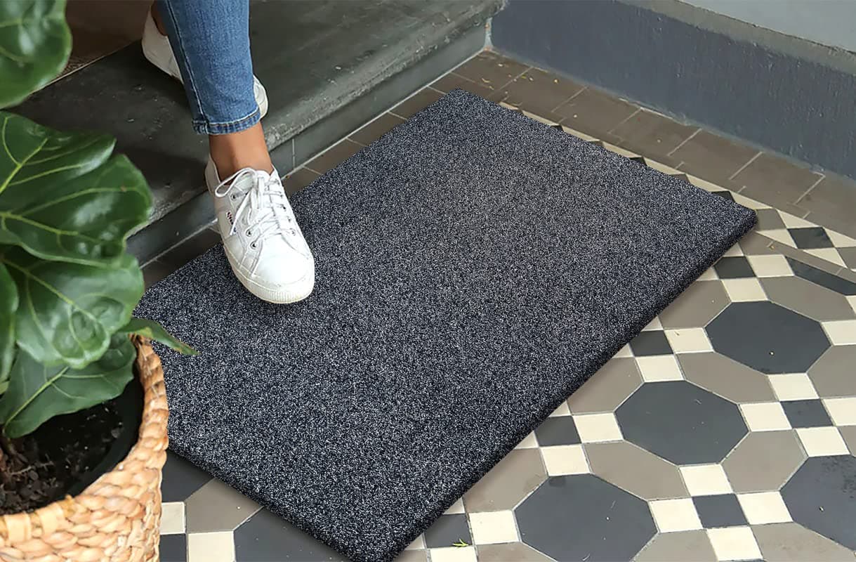 Rubber Doormats Anti Slip Waterproof Dirt Trapper Rugs Multipurpose Floormats for Home/OfficeBathroom/Kitchen|| 2x3 Feet, Black